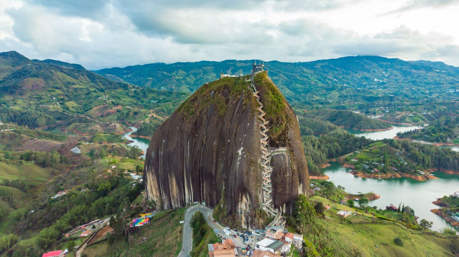 Steep steps rising up Piedra el Penol, Colombia. Stock Photo