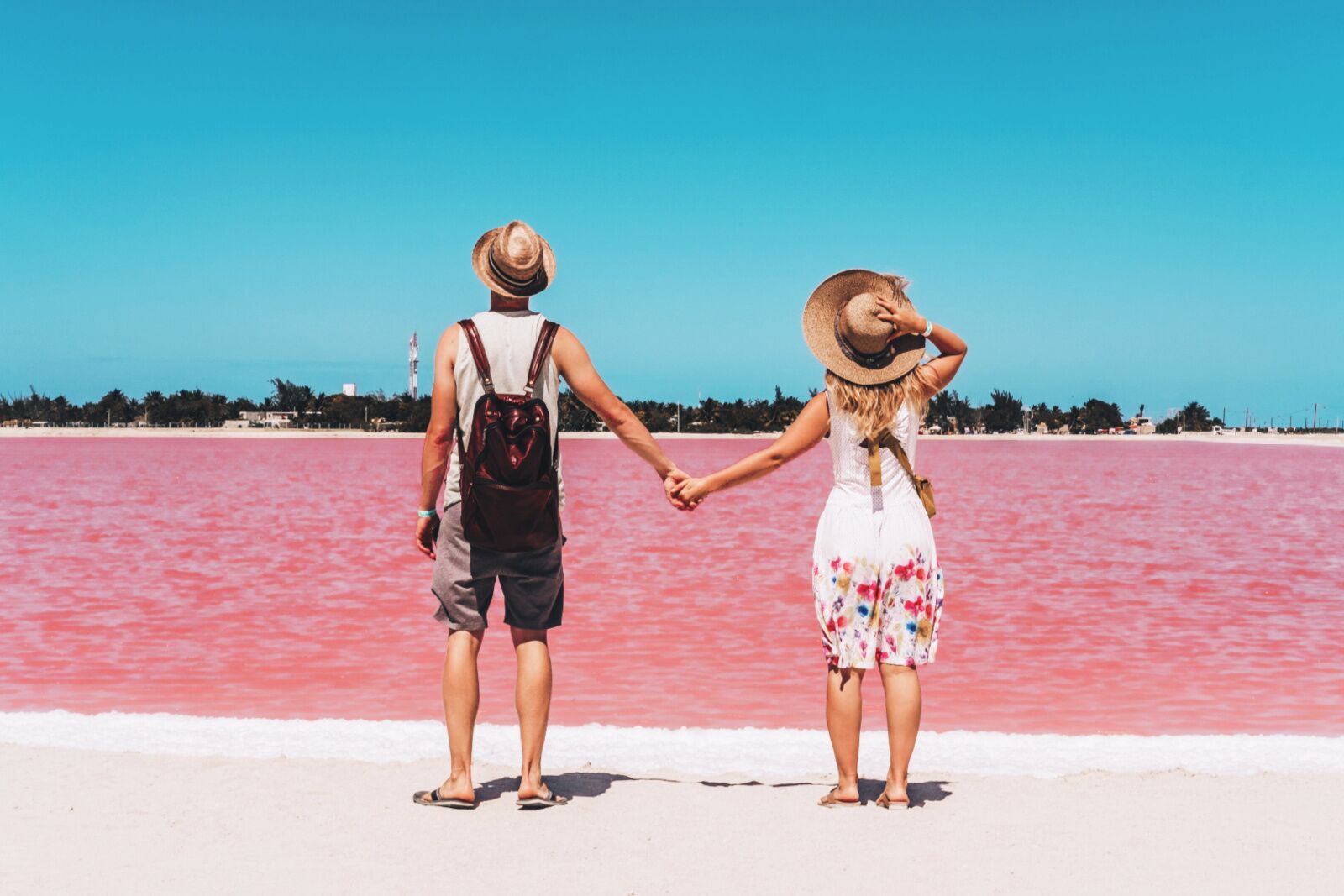 Las Colorades Mexico - couple standing at lake 