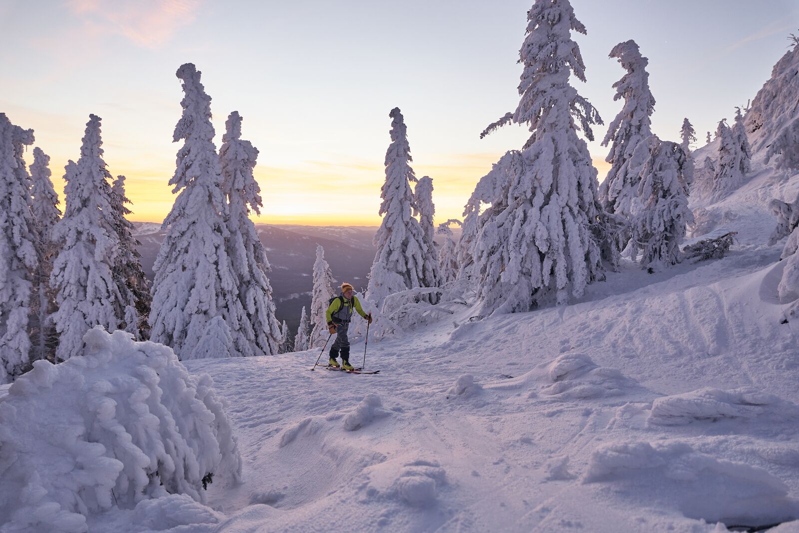Ski touring is popular in the many hills of the Bavarian Forest, shown here