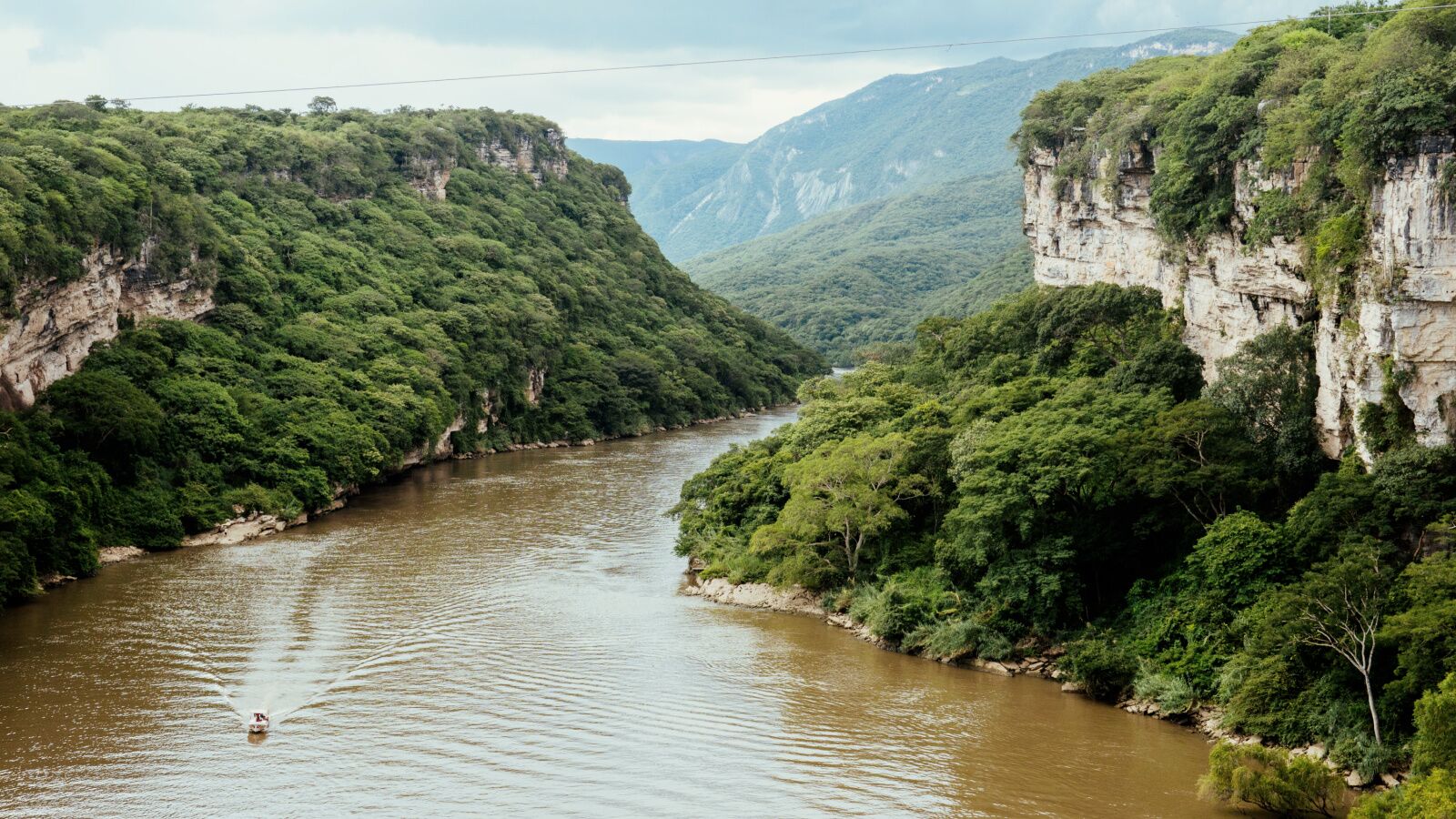 boat on the water in Sumidero Canyon