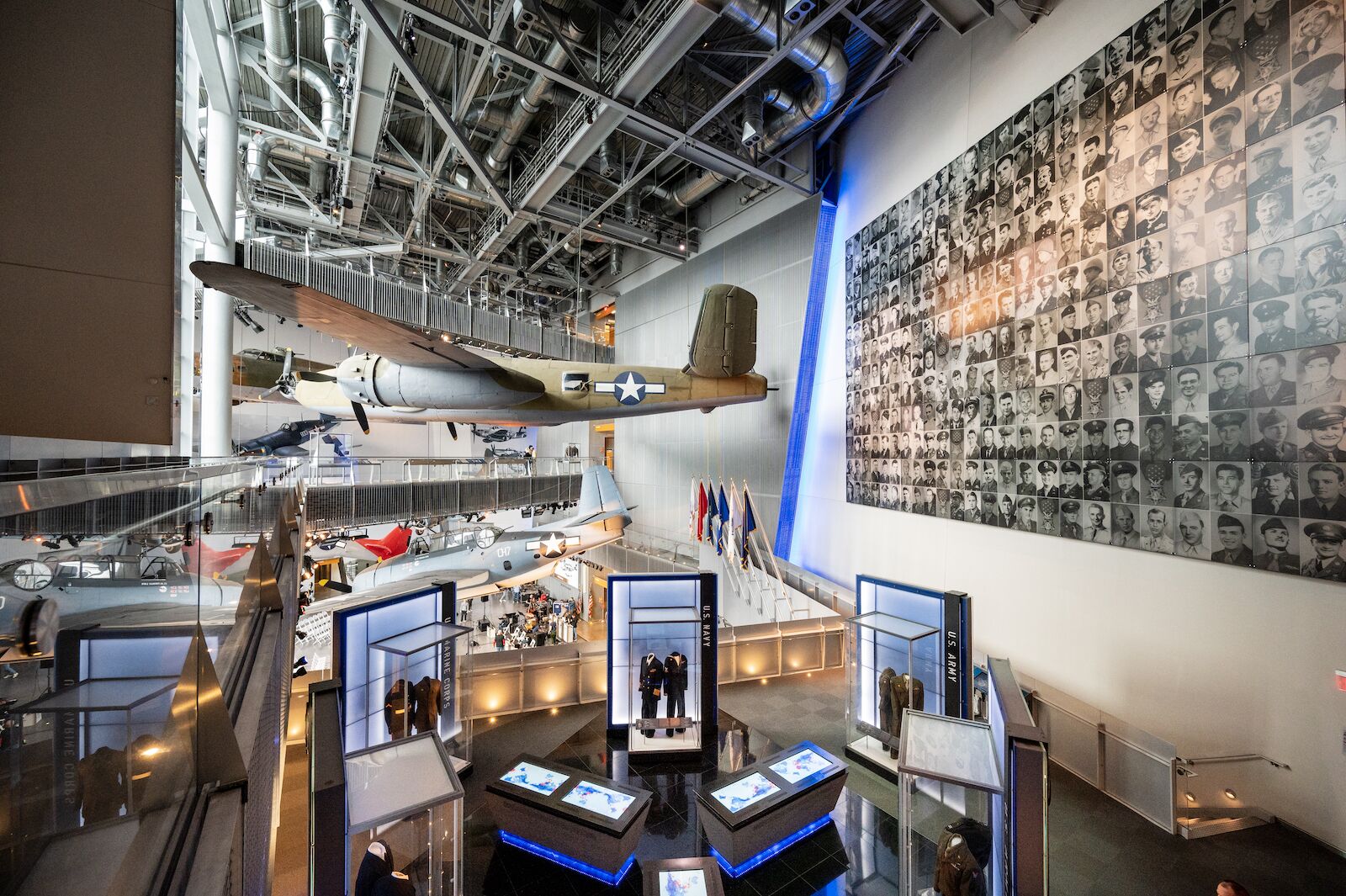 View from the second-floor catwalk in the US Freedom Pavilion at the National WWII Museum