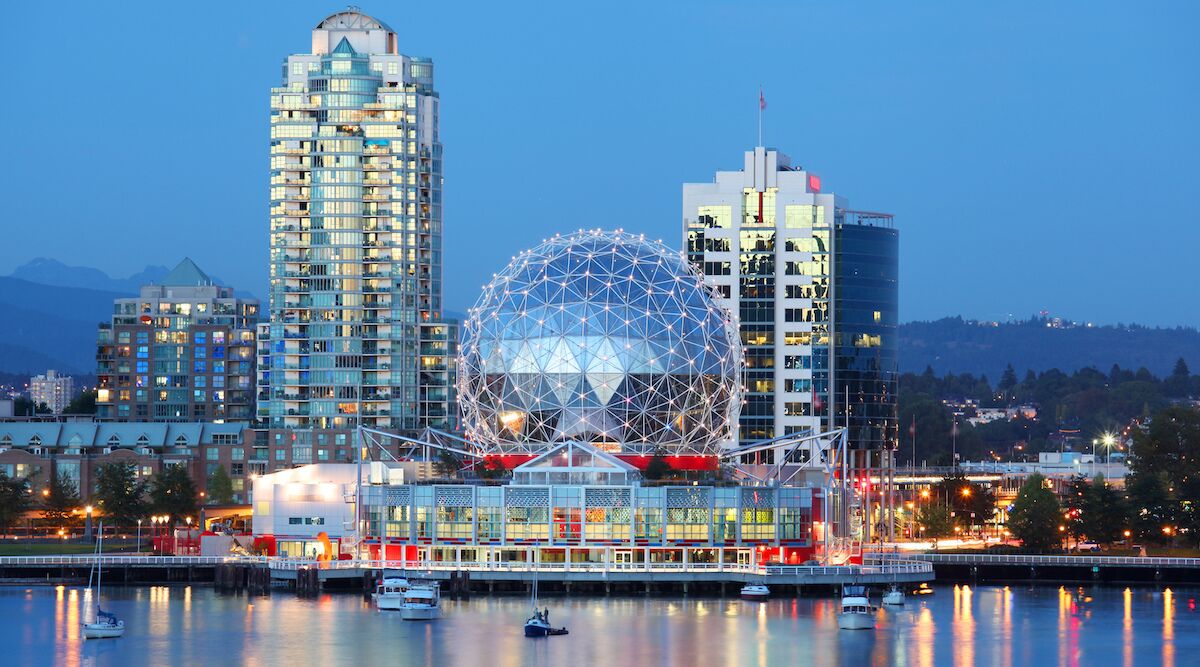 View of the dome of Science World, one of the best museums in Vancouver, Canada