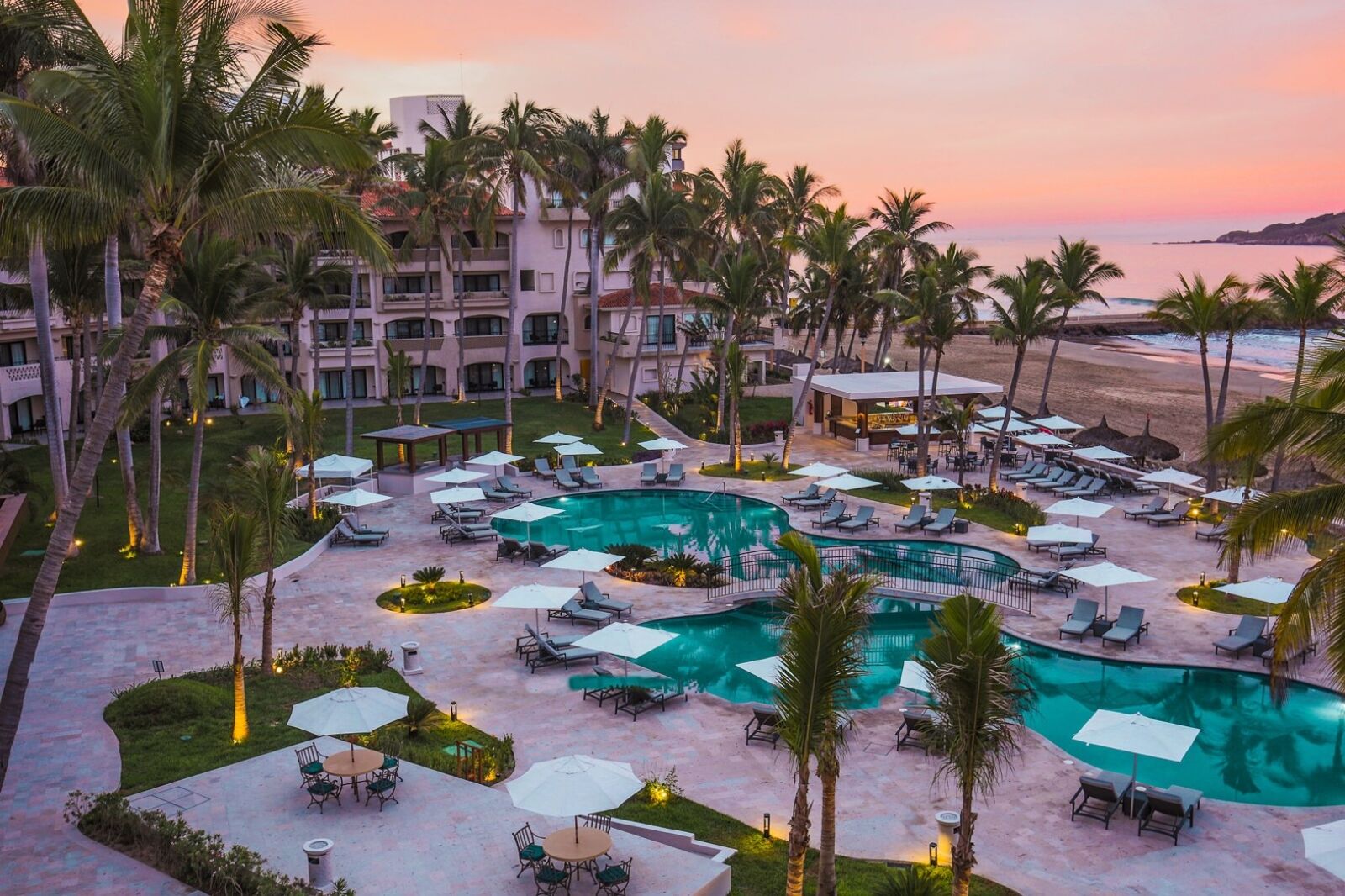 Pueblo Bonito Mazatlan Beach Resort at sunset one of the best places in mexico for couples 