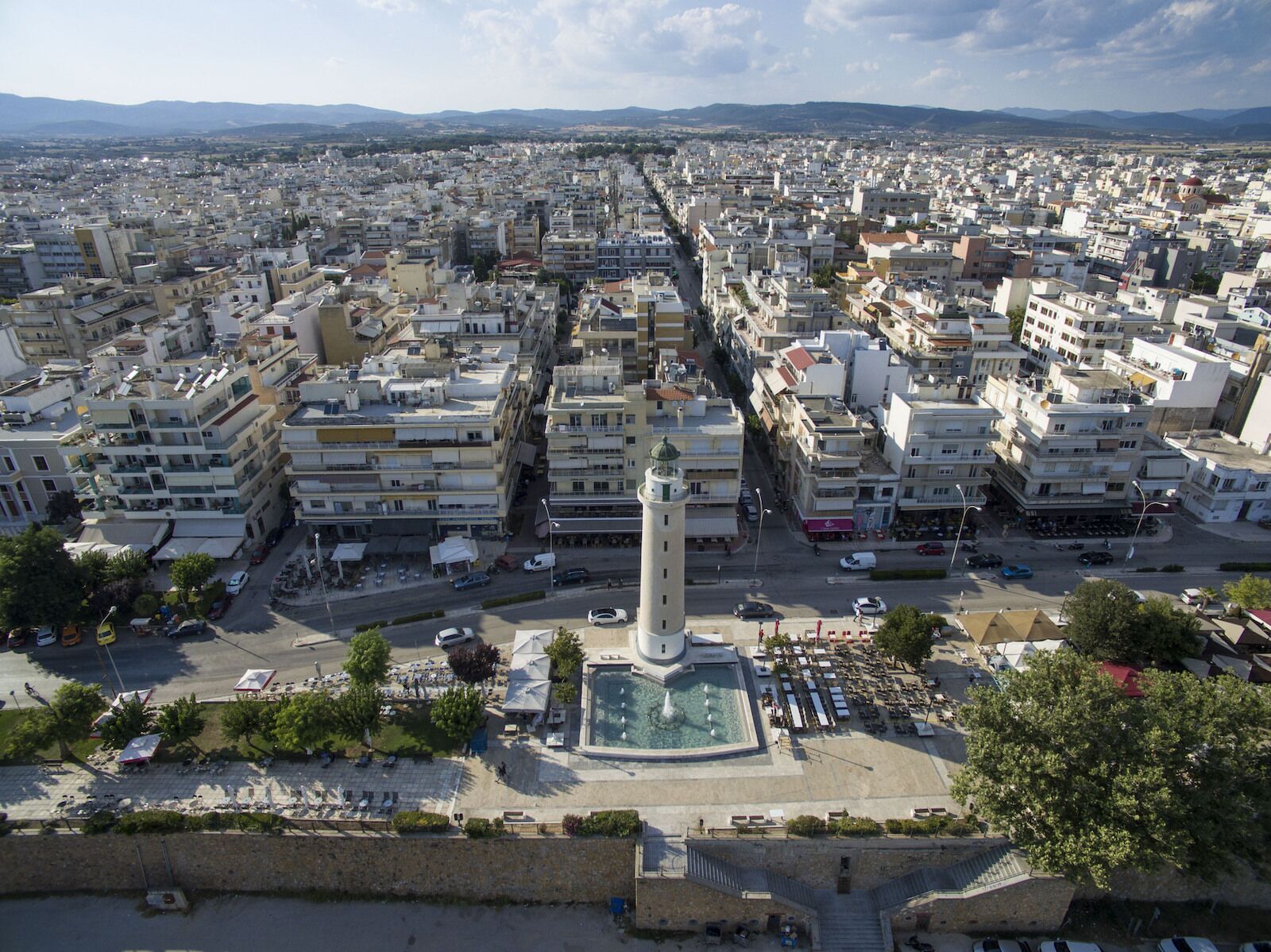 Alexandroupolis city, Greece - 21 July 2016 Drone / Aerial image of Alexandroupoli city in northern Greece near Turkey. Famous for the lighthouse downtown, tourism, commercial port and friendly people