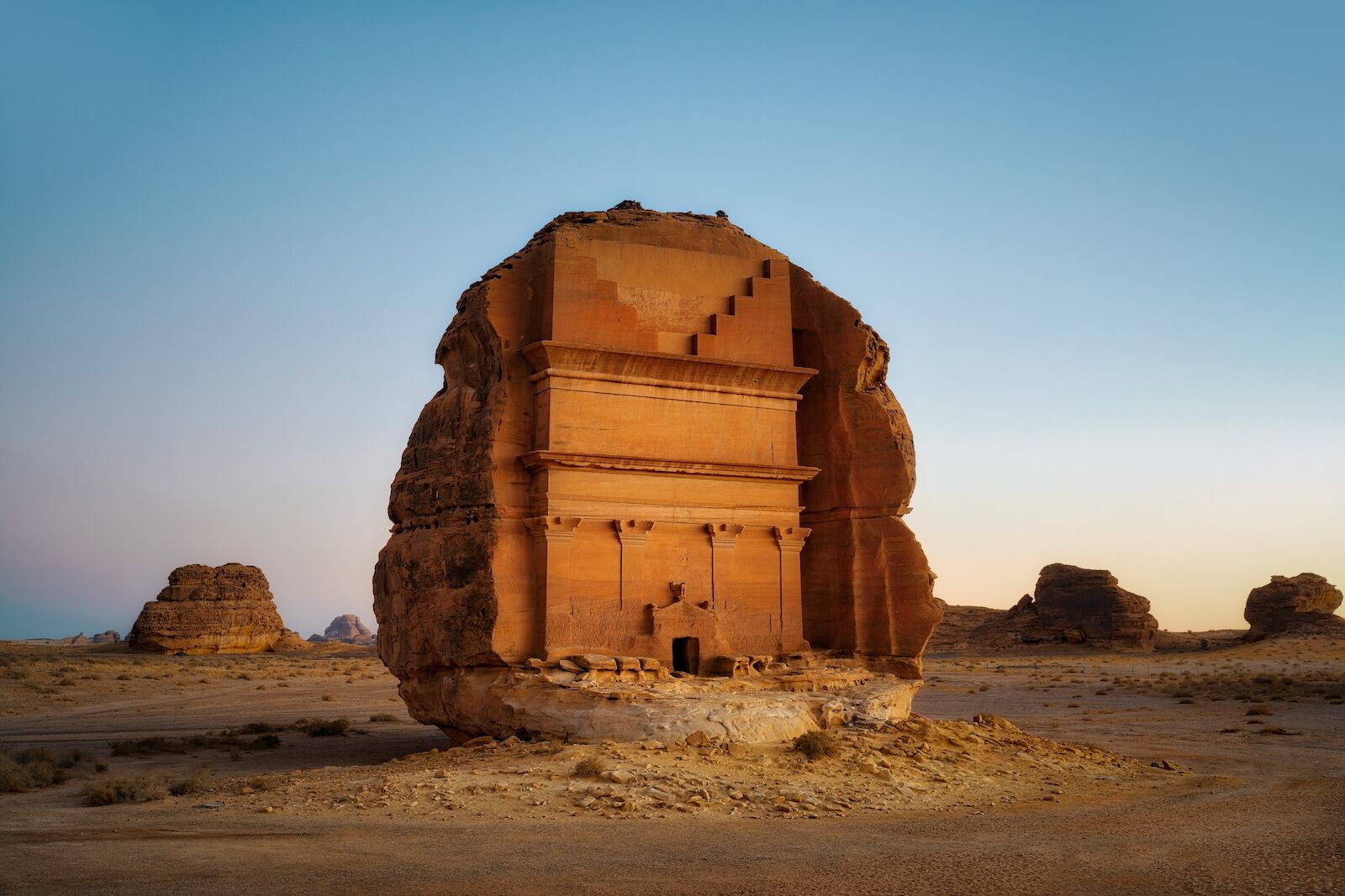 Hegra, an archeological site in the desert in Saudi Arabia