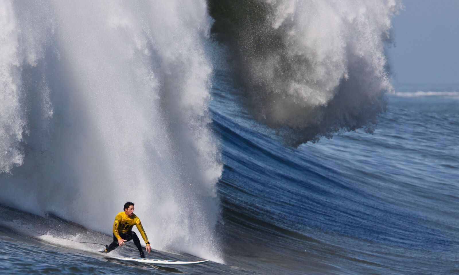 Kenny "Skindog" Collins rides a monster wave in the 2009/2010 Mavericks Surf Contes
