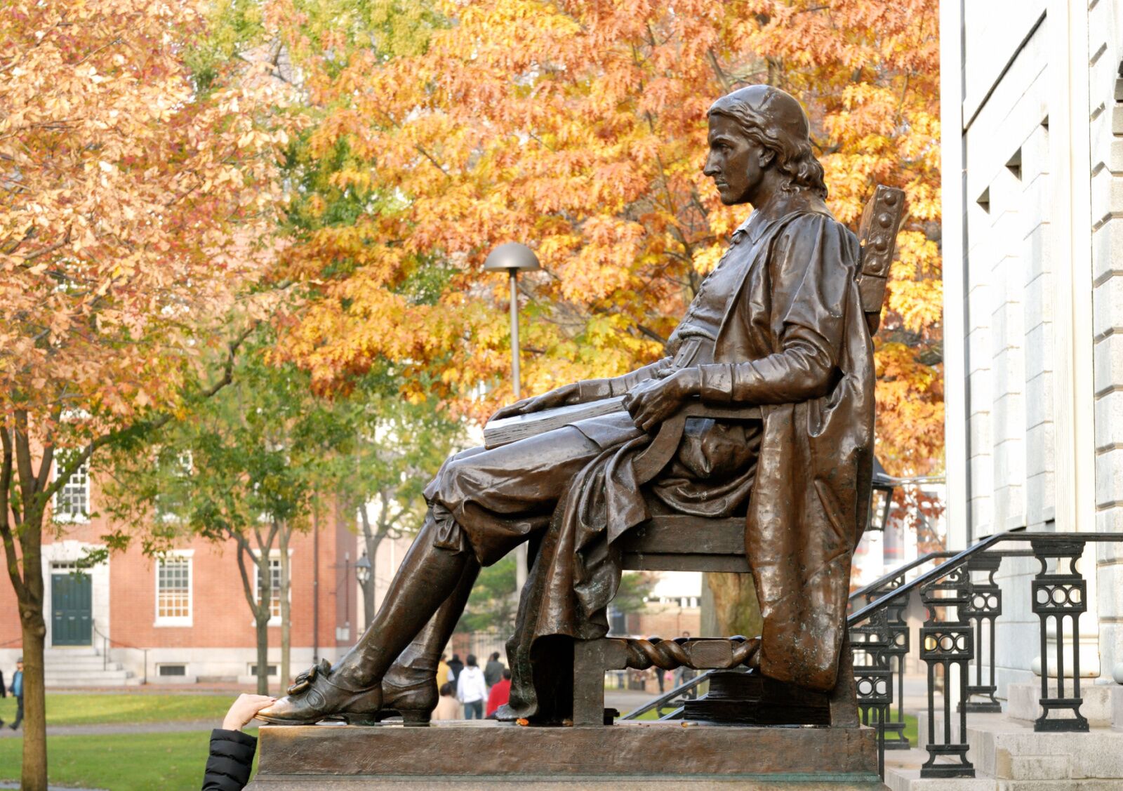 parks in boston, MA - harvard statue at harvard yard