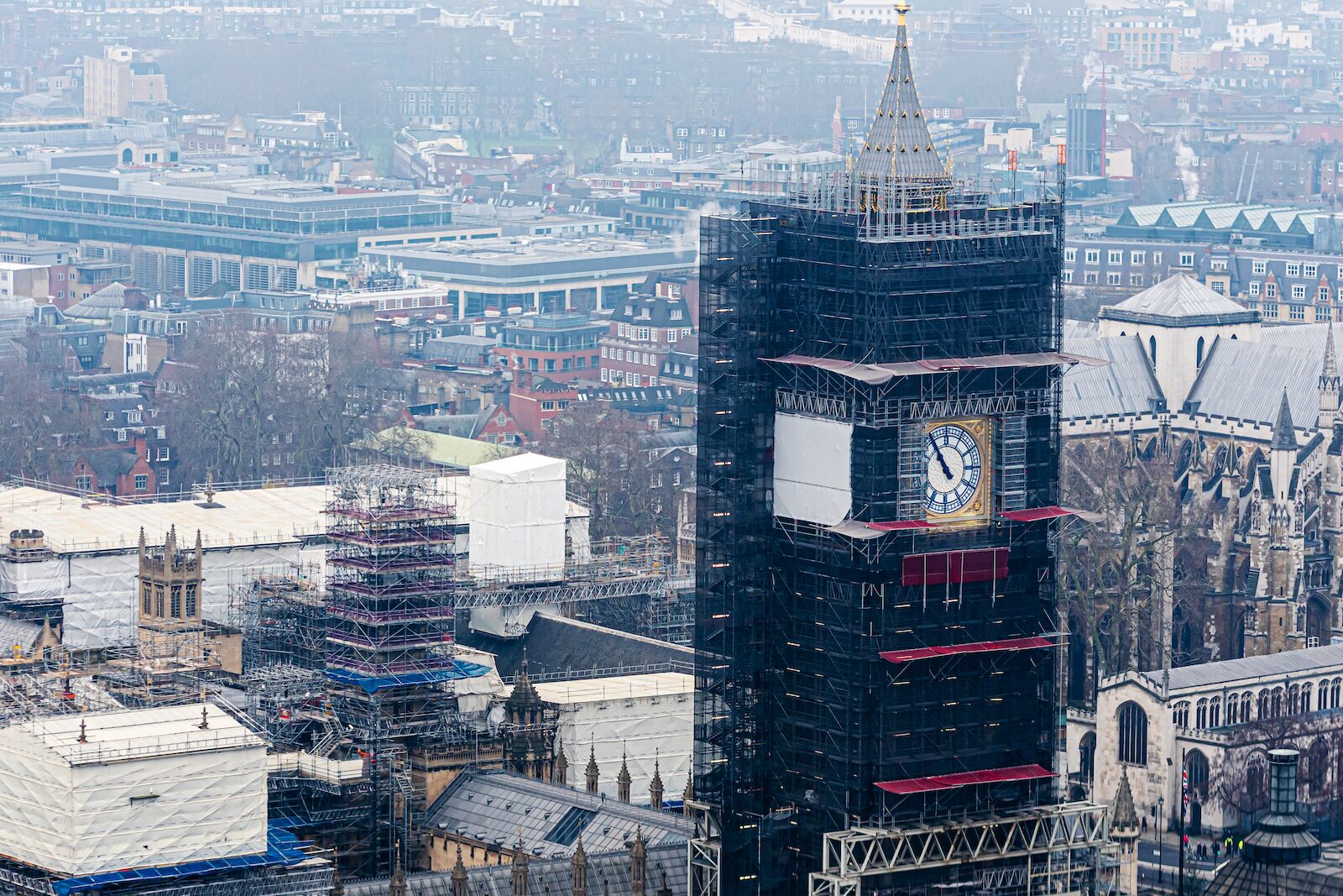 Big Ben covered in Scaffolding