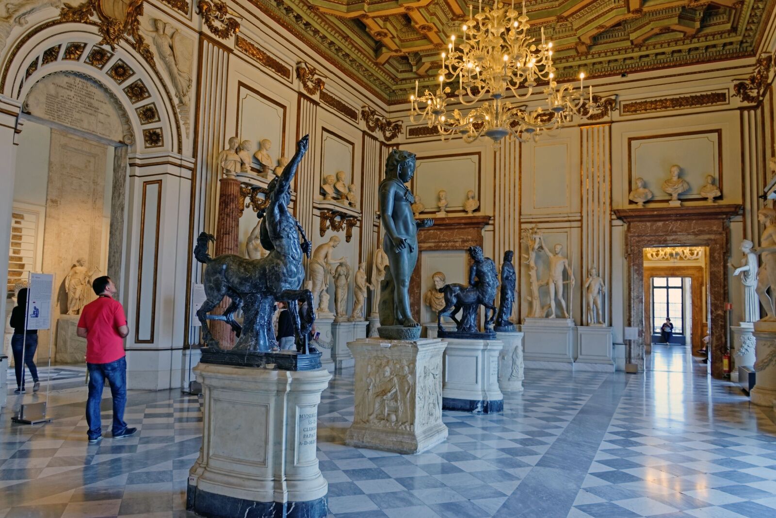 Capitoline museum sculptures and hall, rome, italy