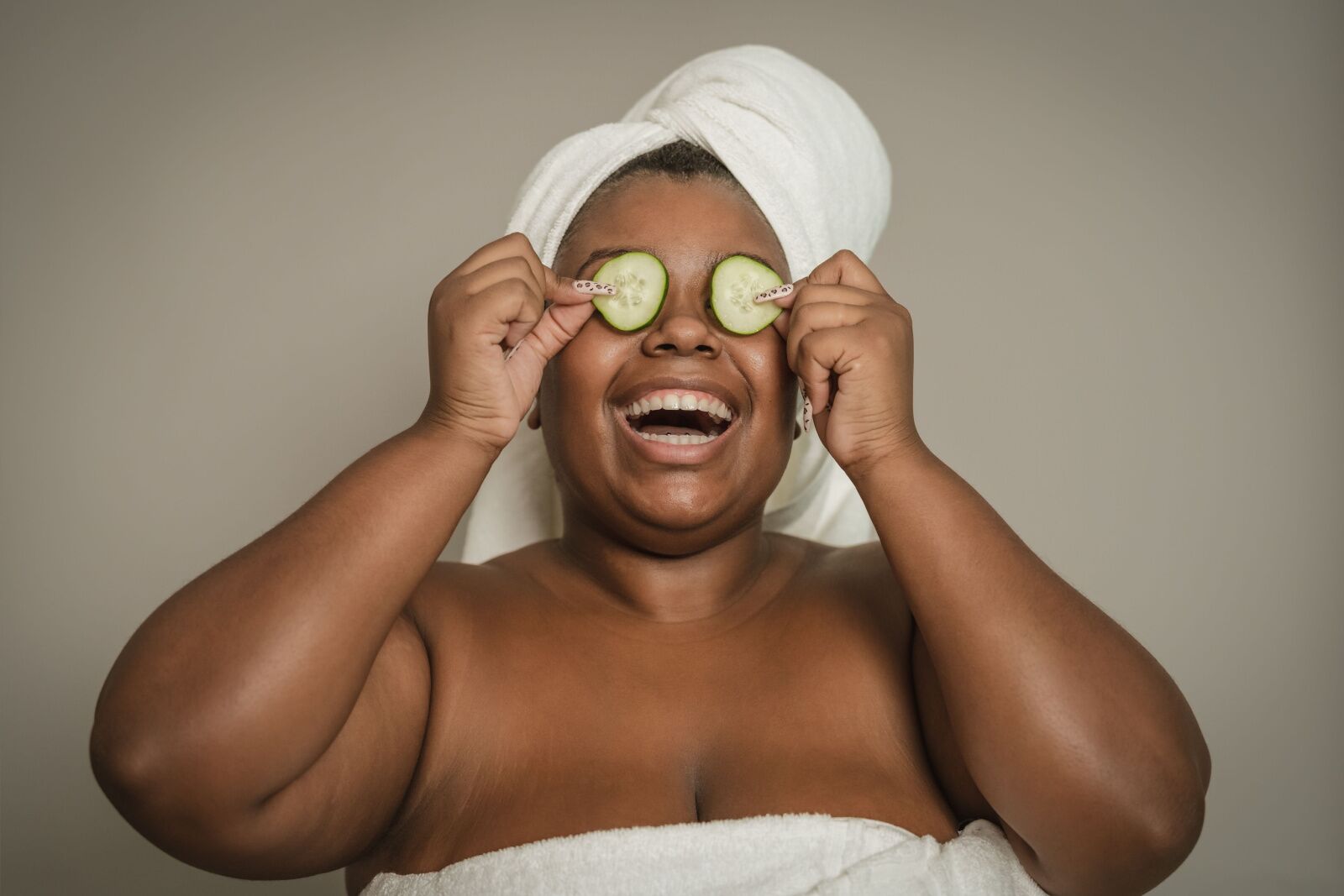 Plus-size spa goer aftewr a facial