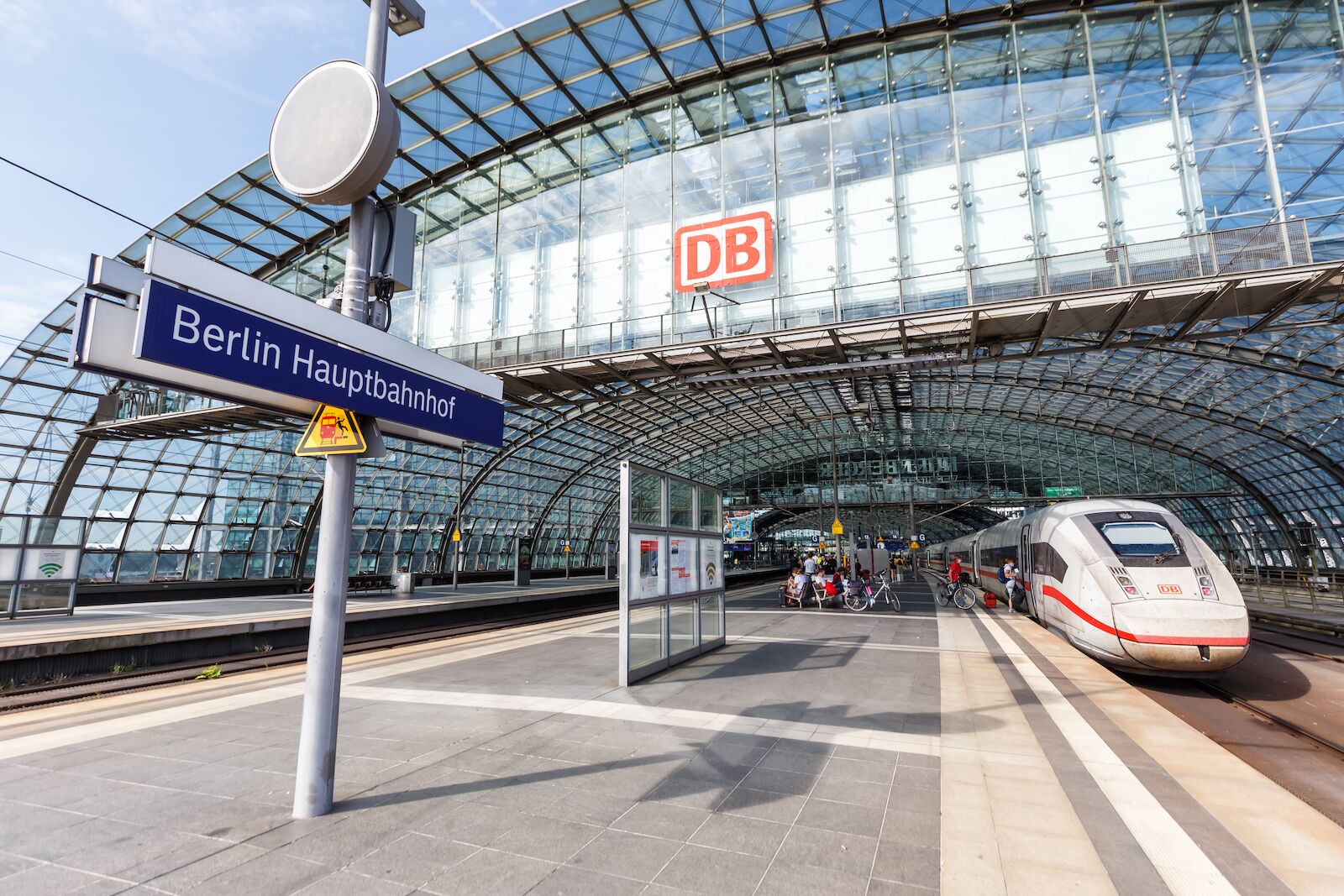 Train in Berlin Hauptbahnhof Train Station