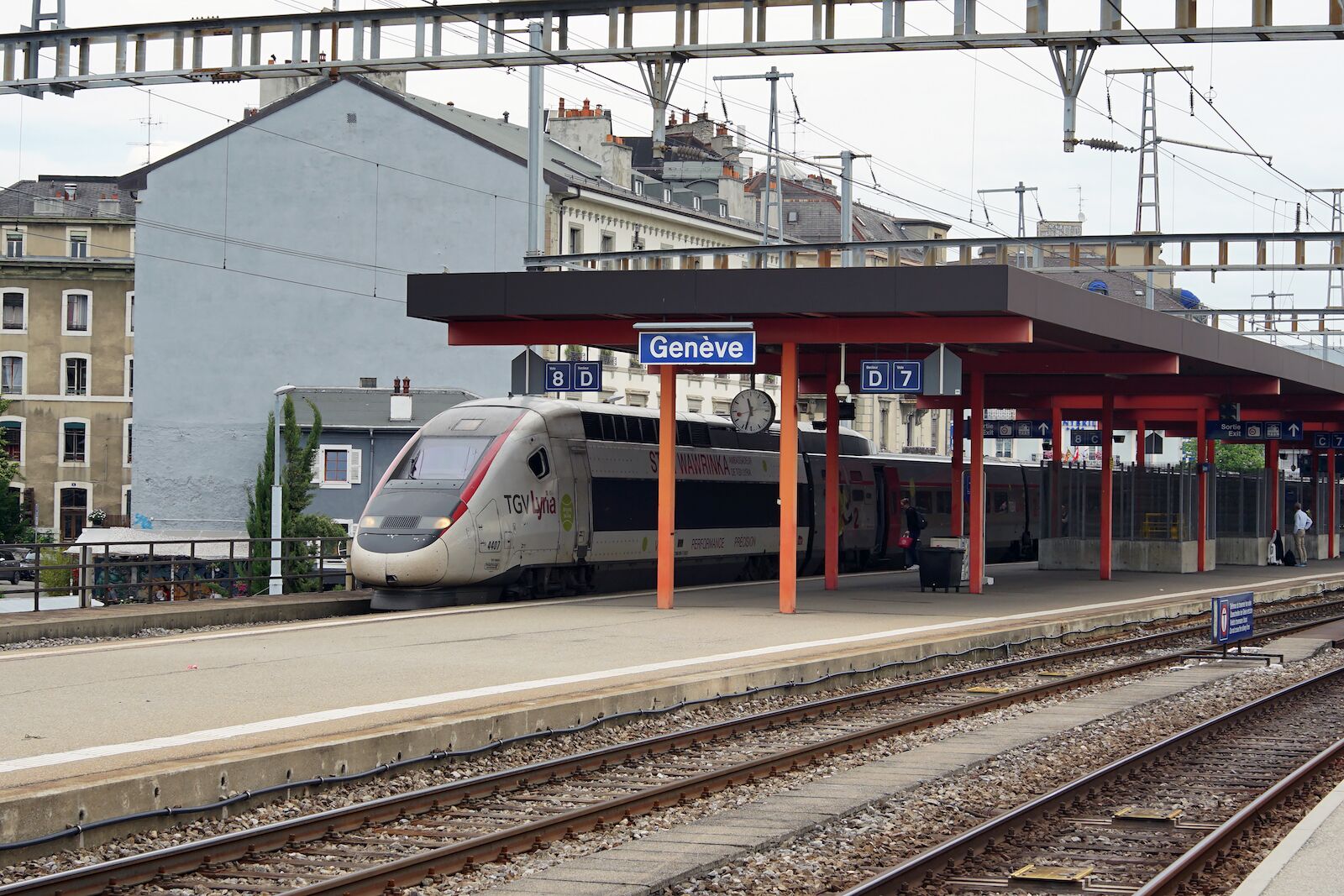 Paris to Geneva train in train station in Geneva