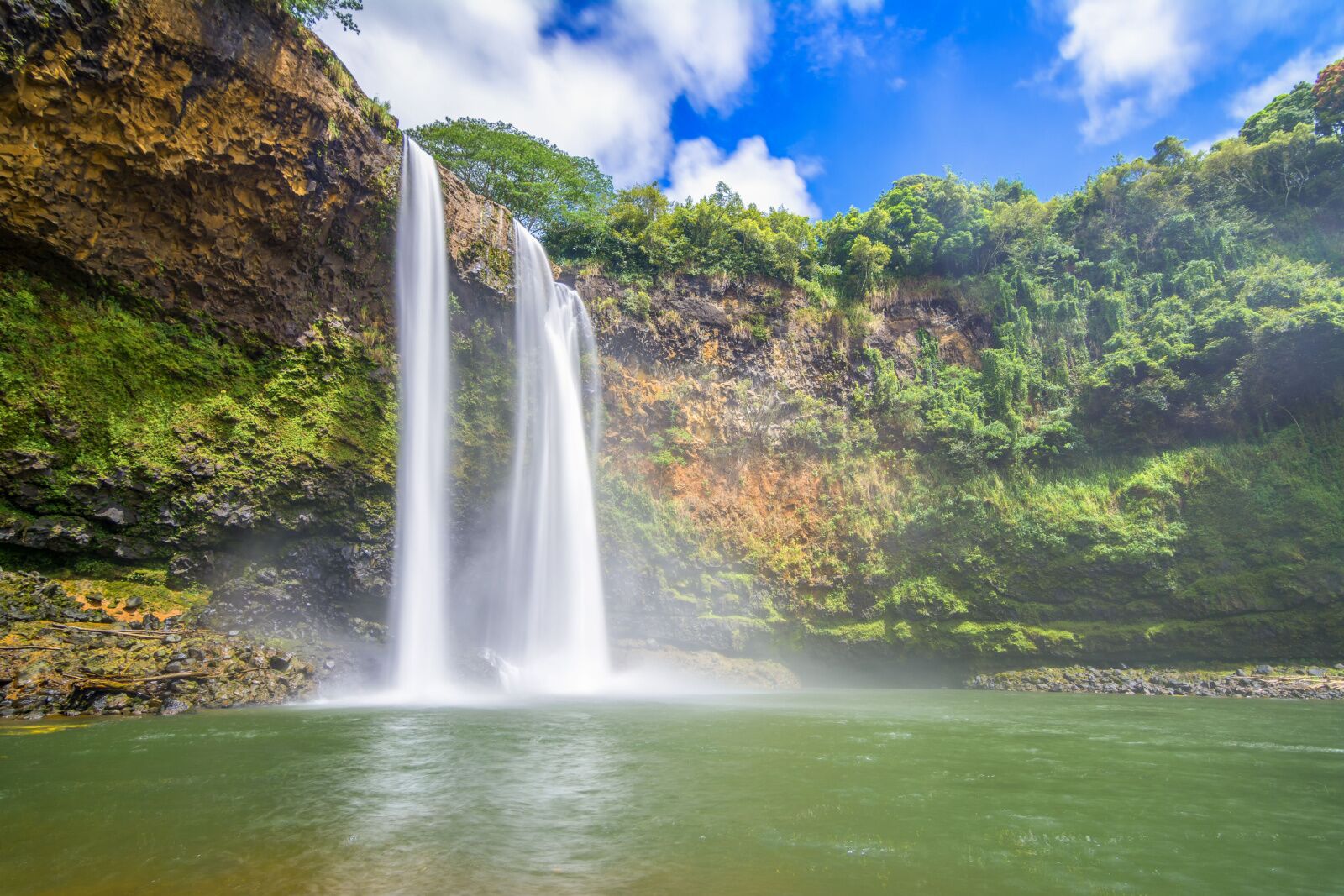 san francisco flights - waterfall on kauai