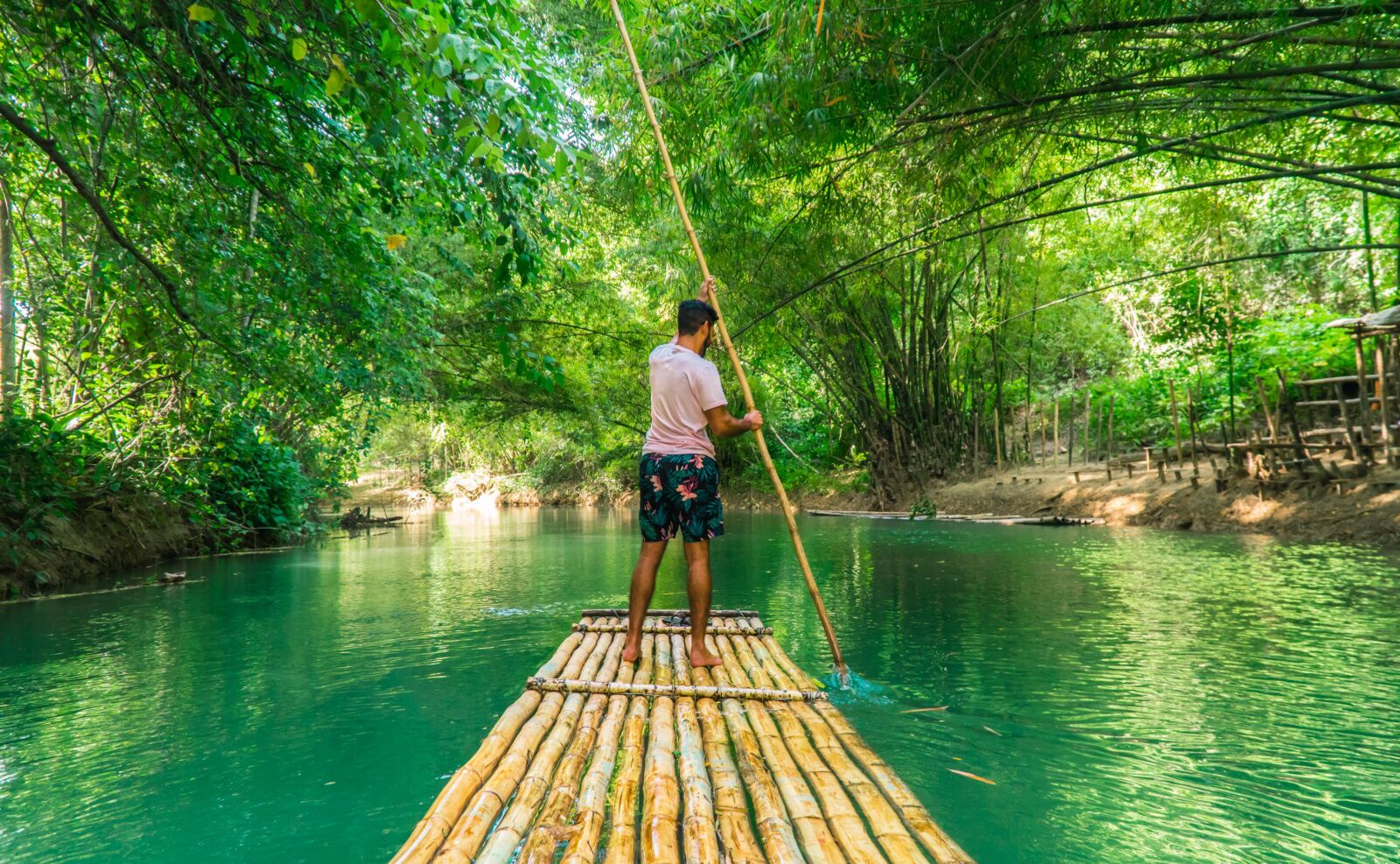 man on raft in jamaica montego bay