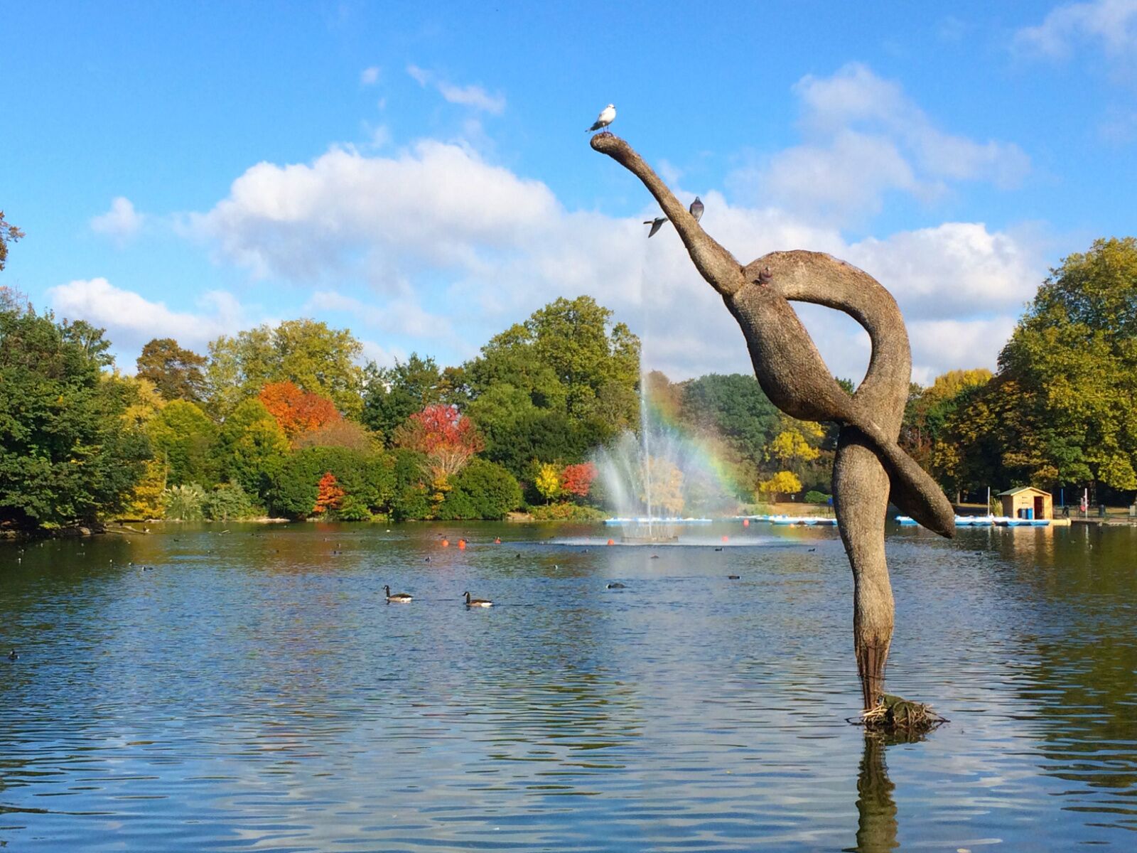 parks in london - statue on pond