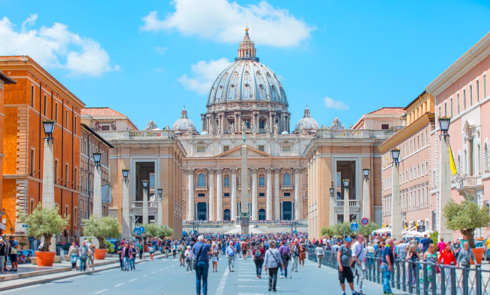 Entrance to Vatican City and view of St. Peter's Basilica