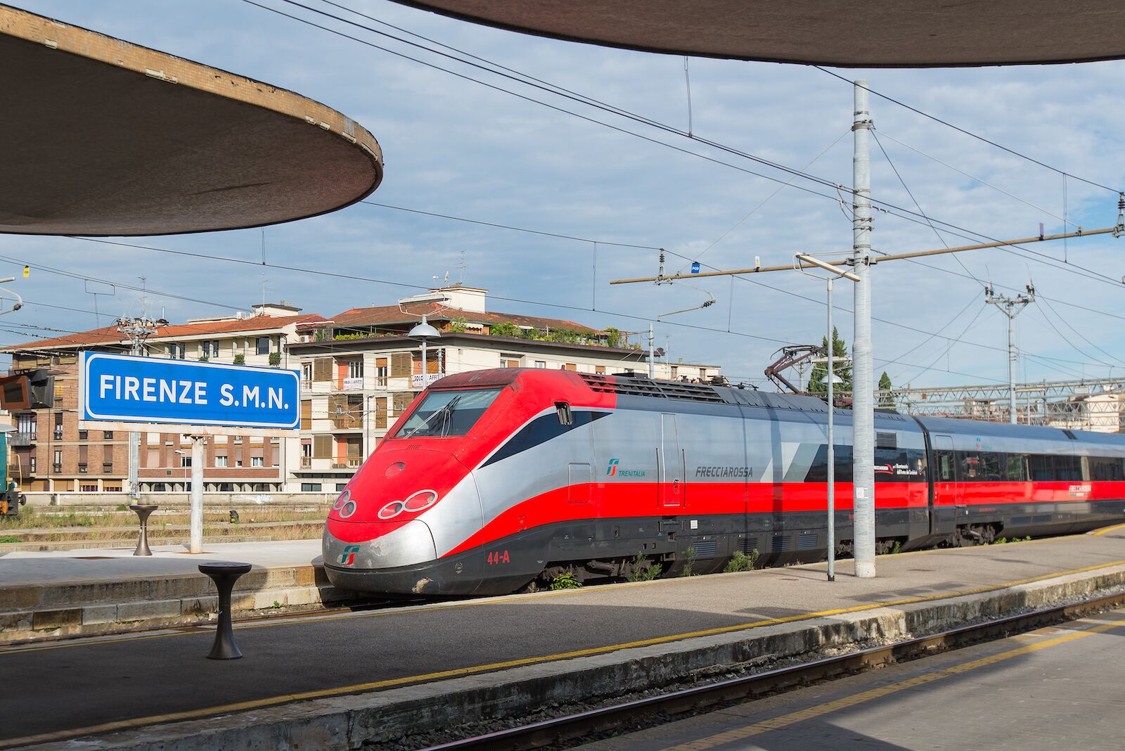 High-speed train from Rome to Florence arriving in Florence SMN train station
