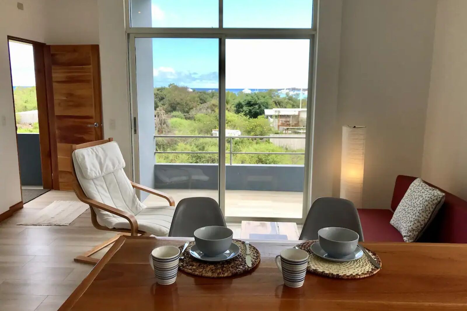 Living room and dining area in Airbnb Galapagos rental 