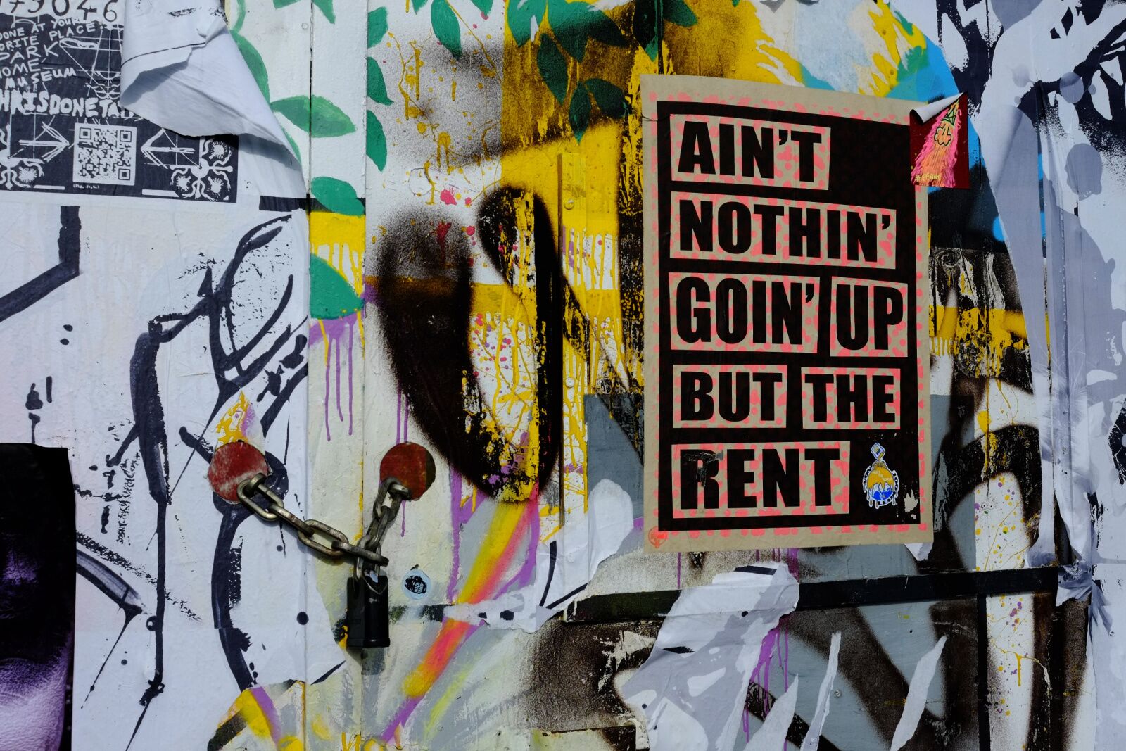 anywhere workers and gentrification -- rent sign