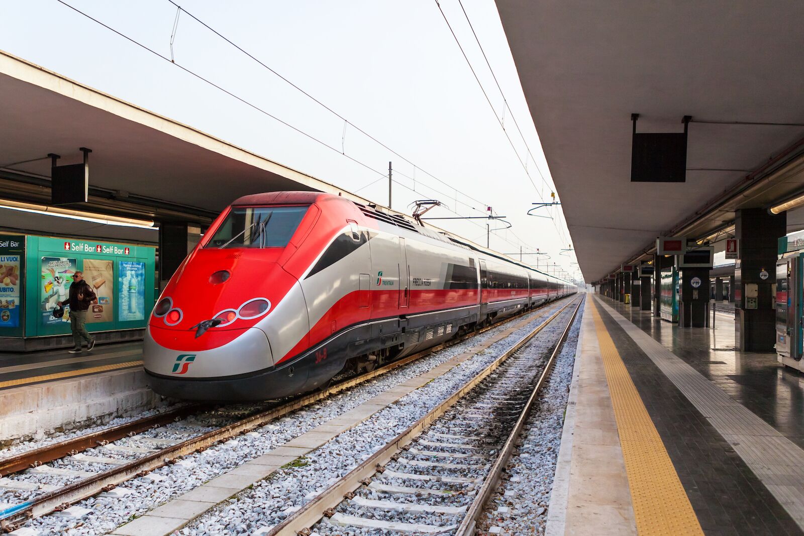 Italian high-speed train Frecciarossa in the Naples train station