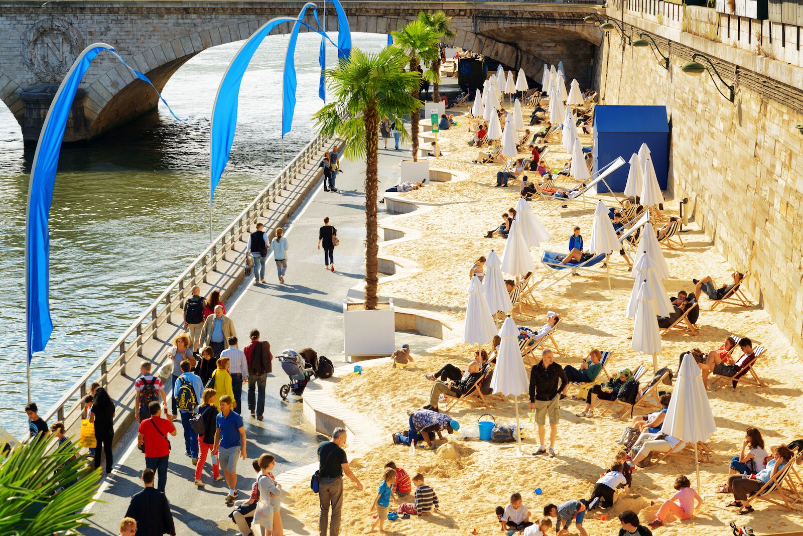 Paris Plage - the beaches set up along the banks of the Seine river in Paris