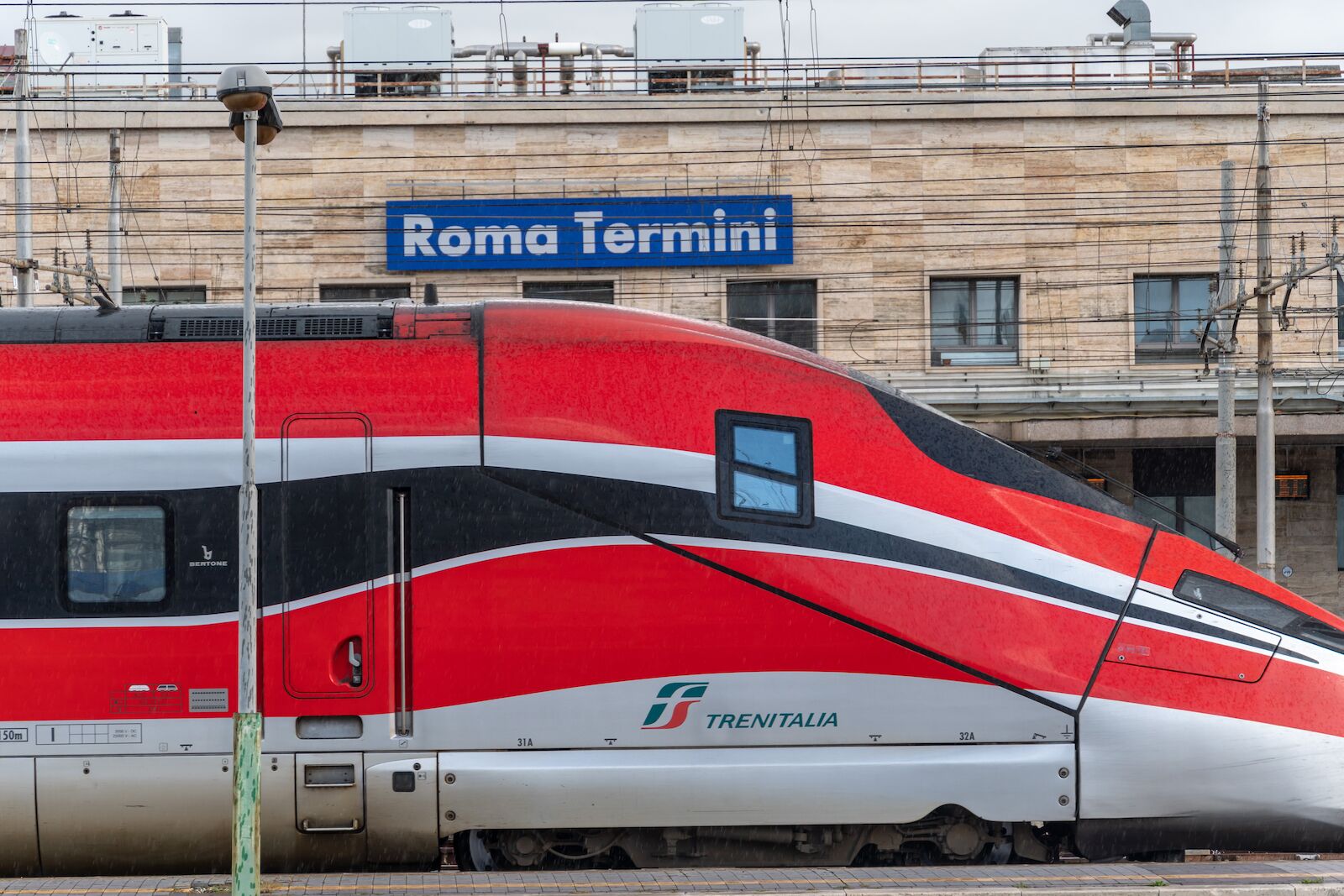 Roma Termini train station and high-speed train that goes from Rome to Naples