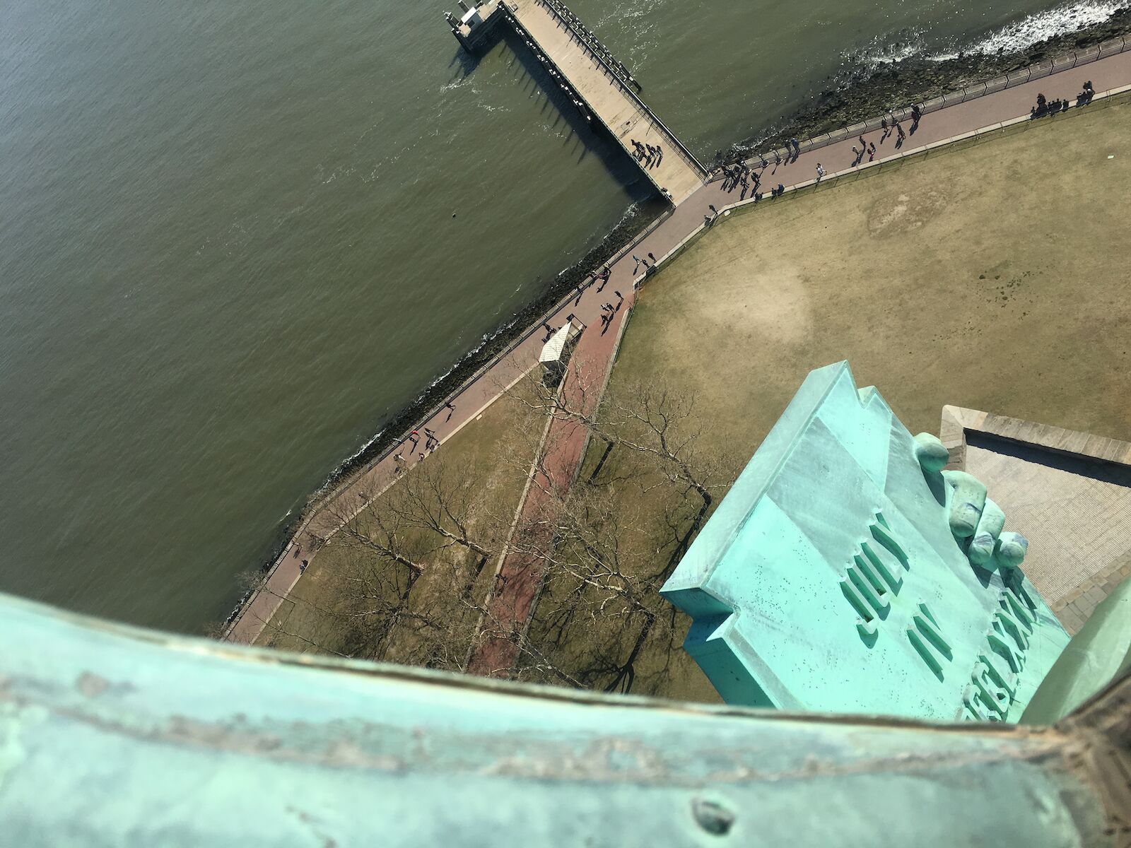 View from inside the Statue of Liberty. View of the tablet.