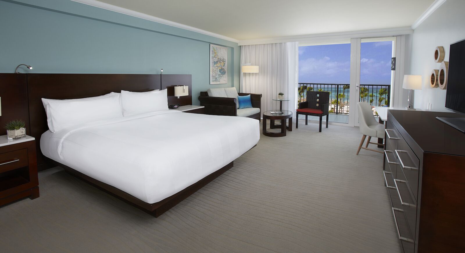 the premium ocean view king bed suite at the aruba marriott resort
