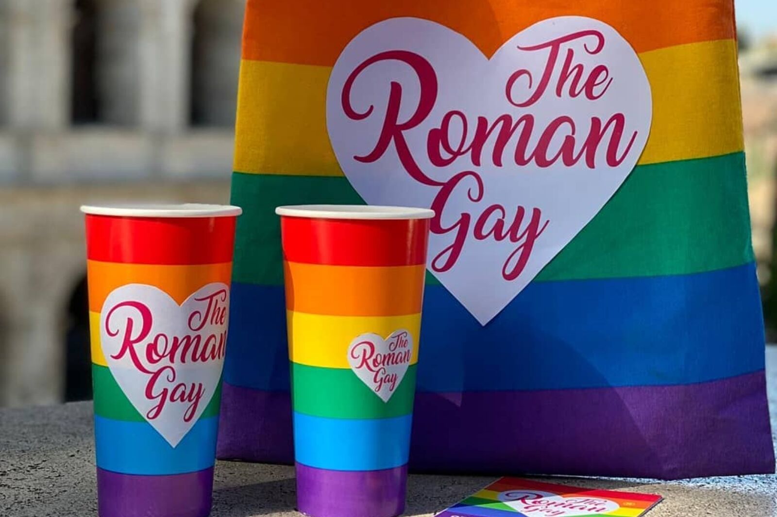 Merchandise from tour group in gay Rome