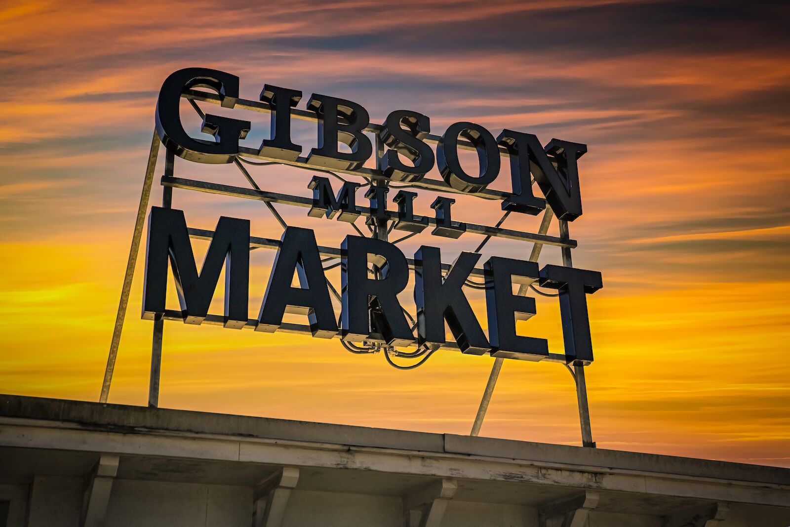 gibson mill market sign cabarrus county