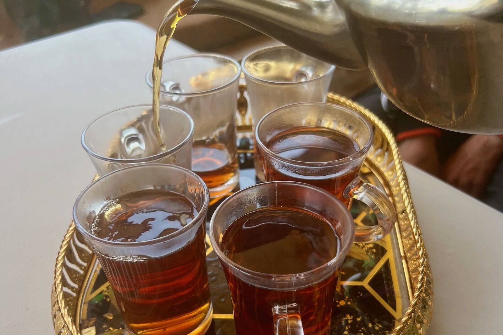tea on golden tray in jordan