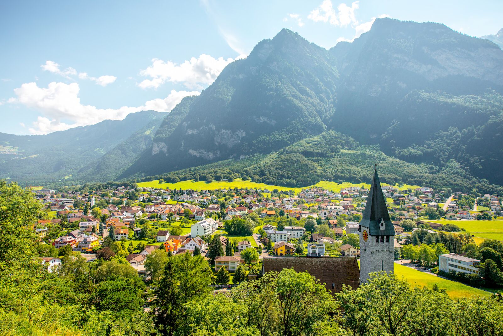 View of the town of Balzers in Liechtenstein