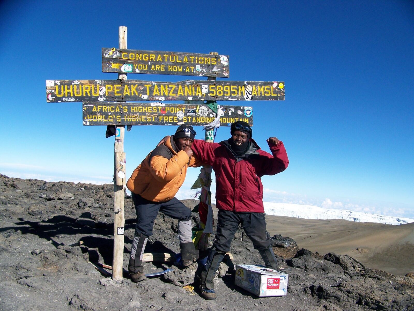 how cold is it at the top of Mount Kilimanjaro - hikers at top