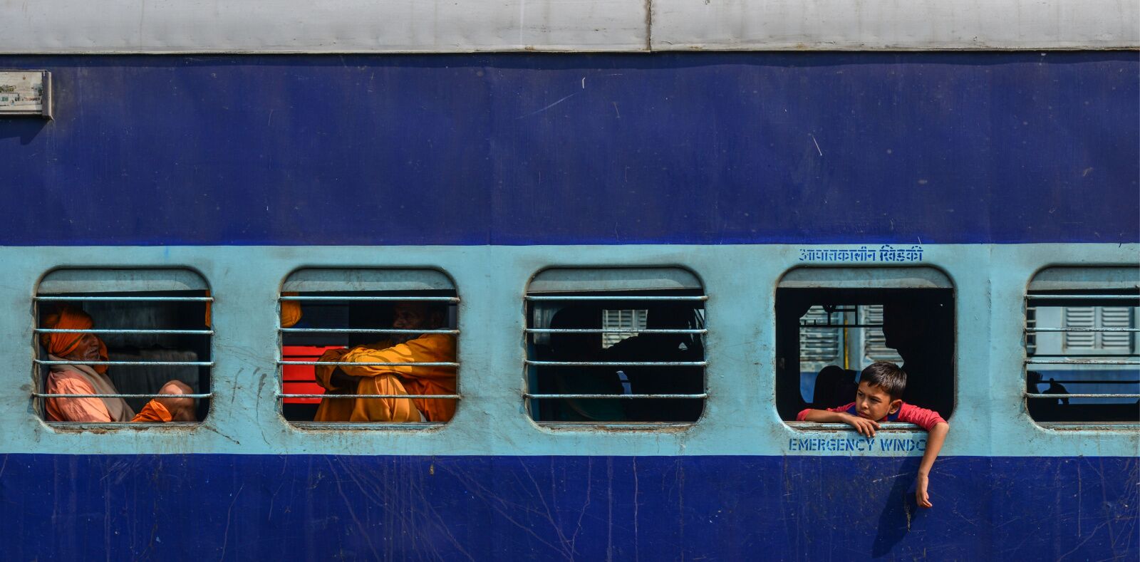 indian railways bright blue train