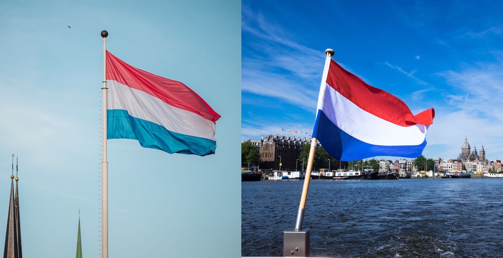 Flag of Luxembourg and flag of the Netherlands