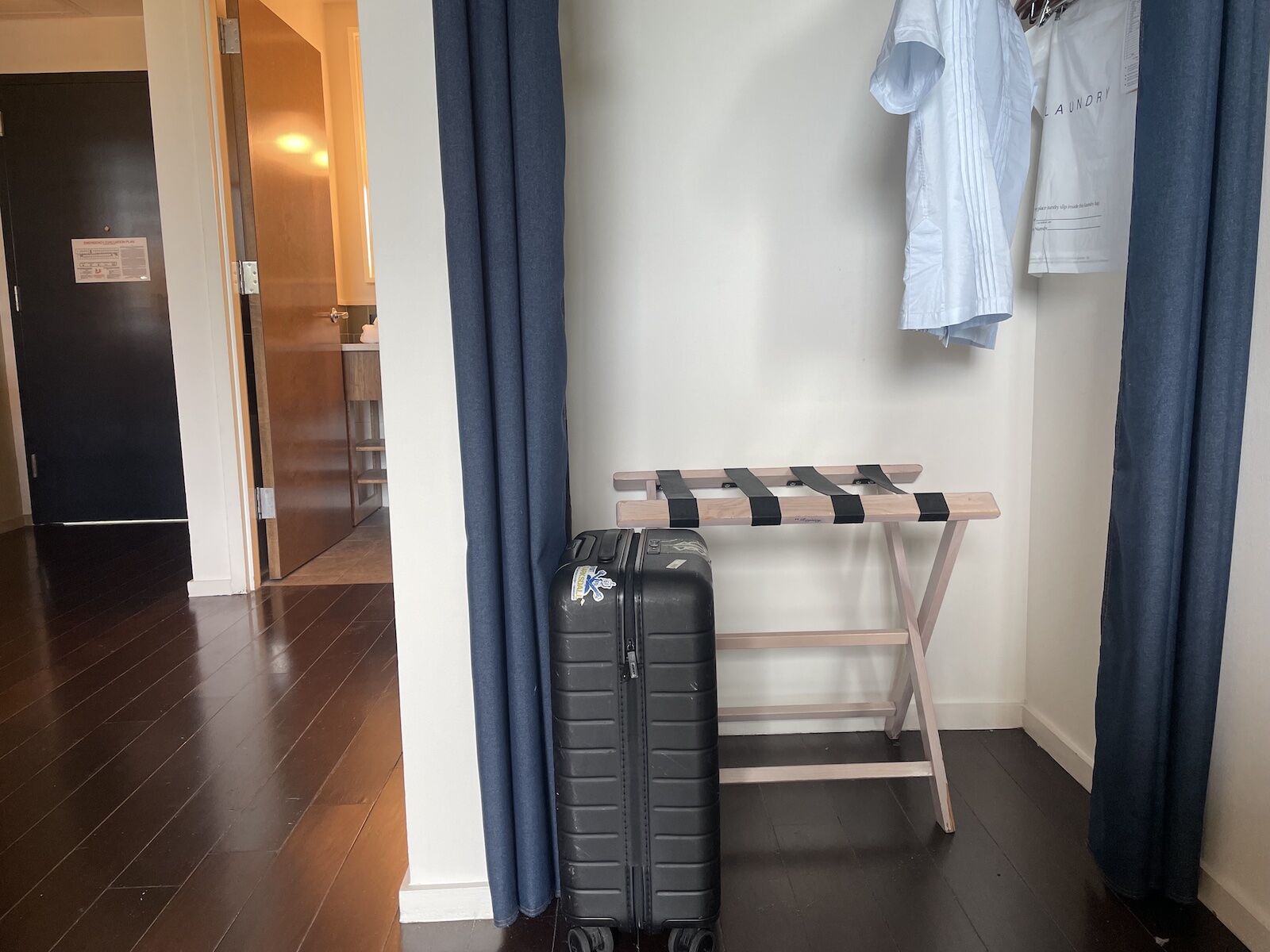 away carry-on in hotel room