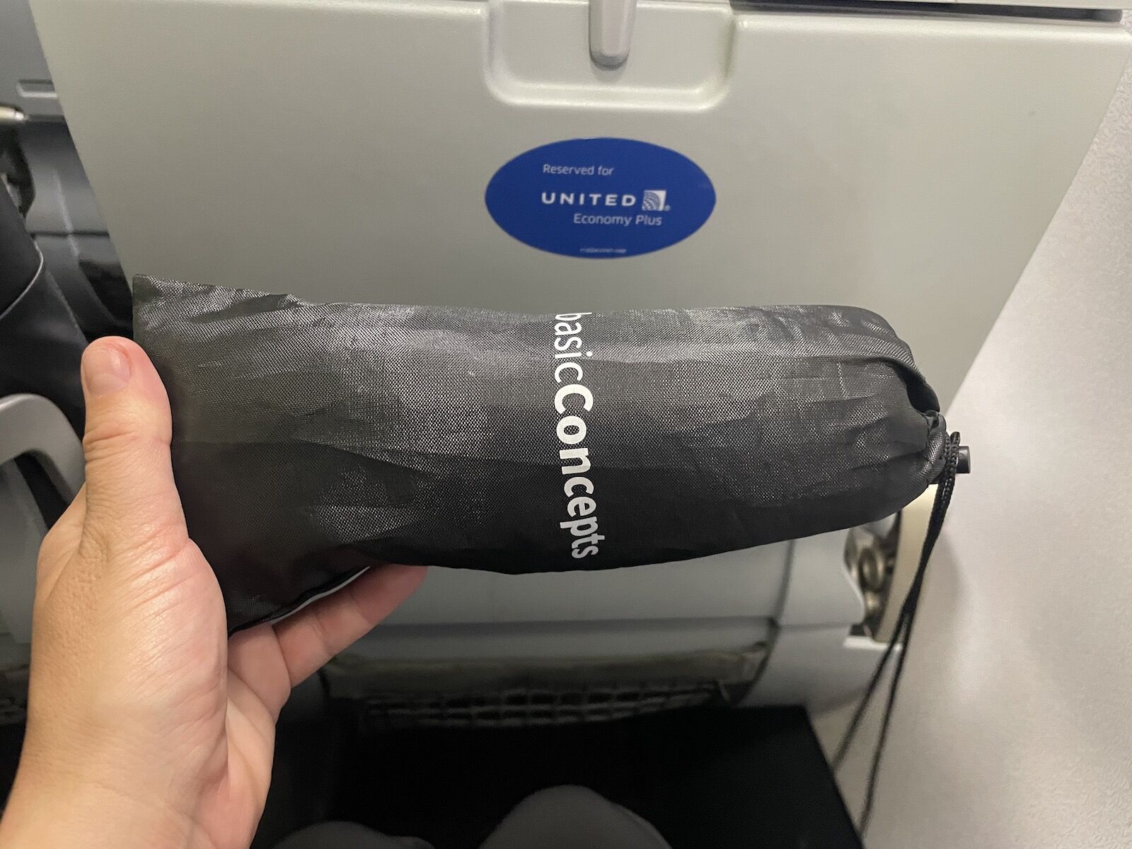 airplane foot hammock - rolled up