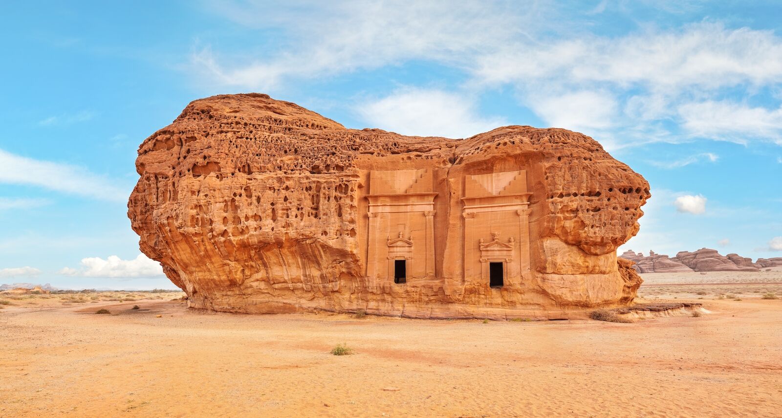 The Hegra archeological site, also known as Mada’in Saleh, in Saudi Arabia