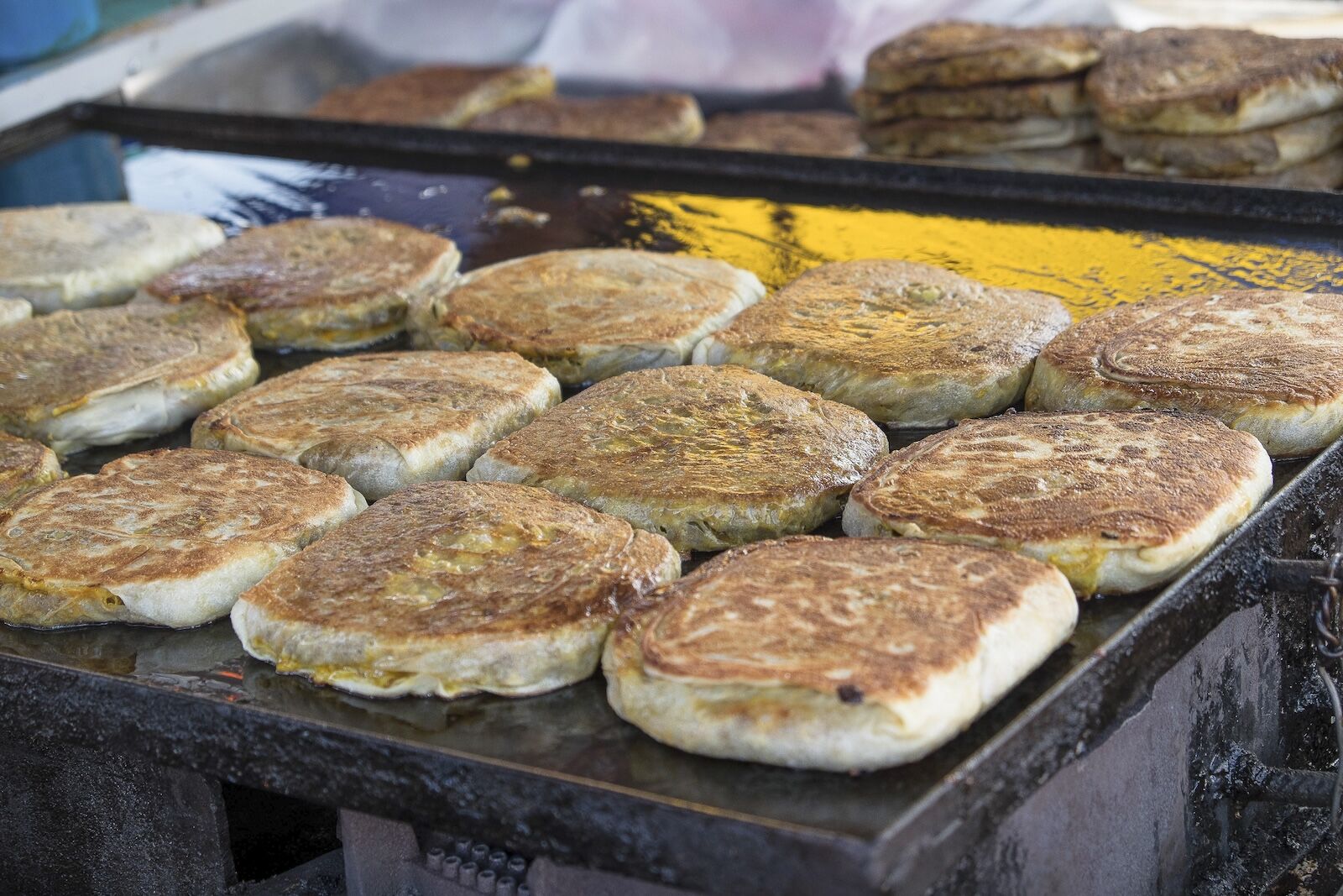 Murtabak or martabak, also mutabbaq, is a stuffed pancake or pan-fried bread which is commonly found in Saudi Arabia, Yemen, India, Indonesia, Malaysia, Singapore, Brunei and Thailand.