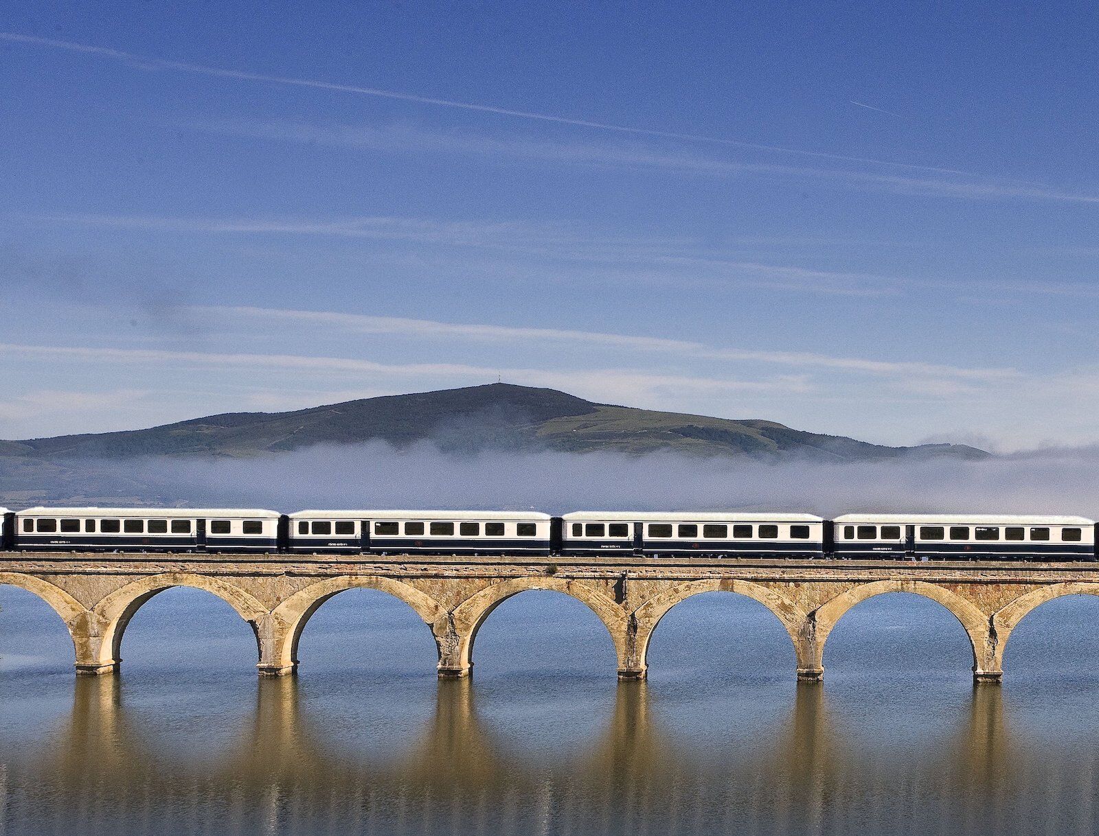 Costa Verde Express luxury train traveling in Northern Spain