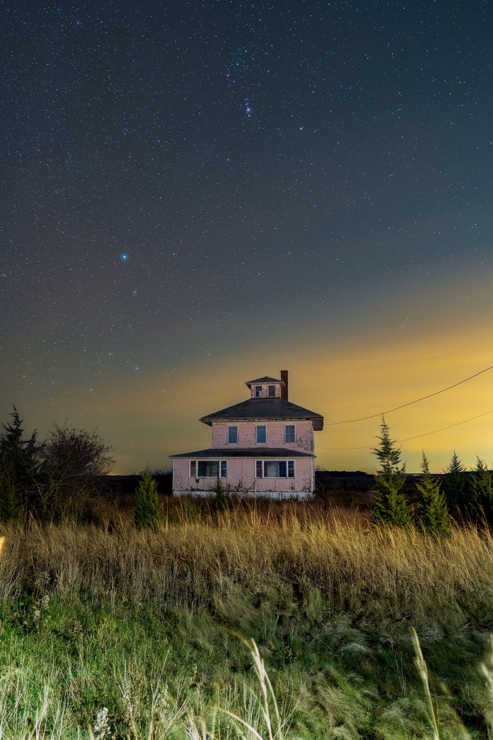 the pink house at night massachusetts