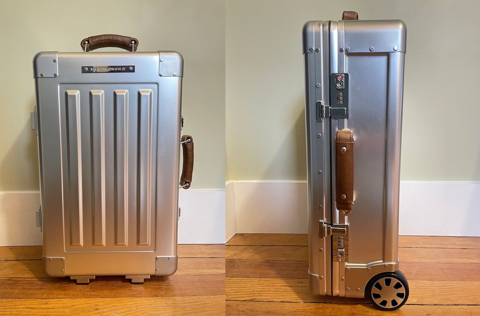 Front and side views of Sterling Pacific's 35L Cabin Travel Case