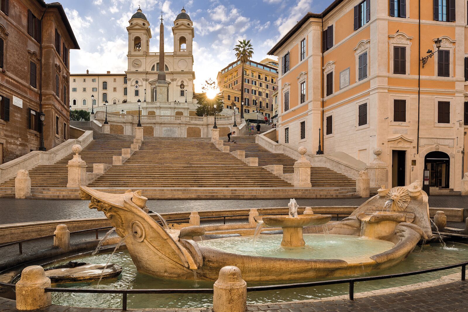 View of the Hassler Hotel from the Piazza di Spagna at the bottom of the Spanish Steps