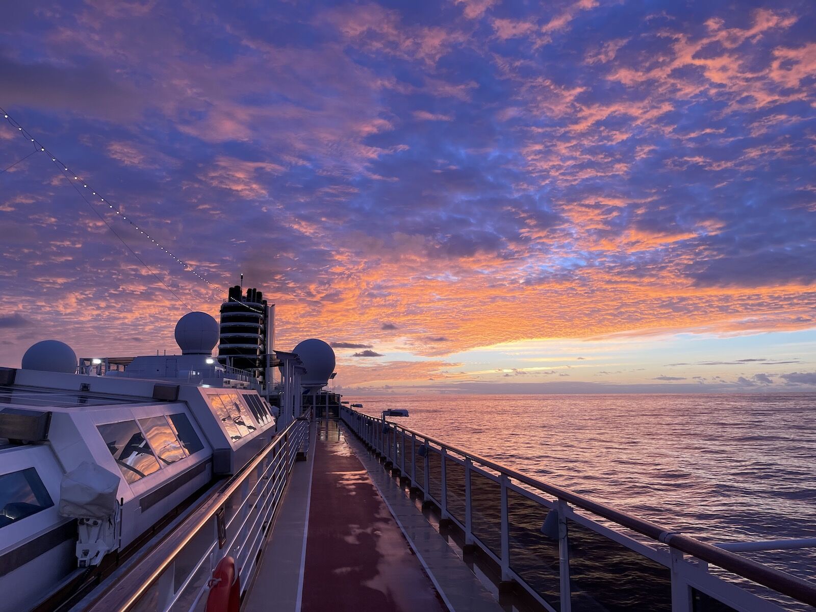 Sunset over the Atlantic Ocean during a transatlantic cruise with Holland America