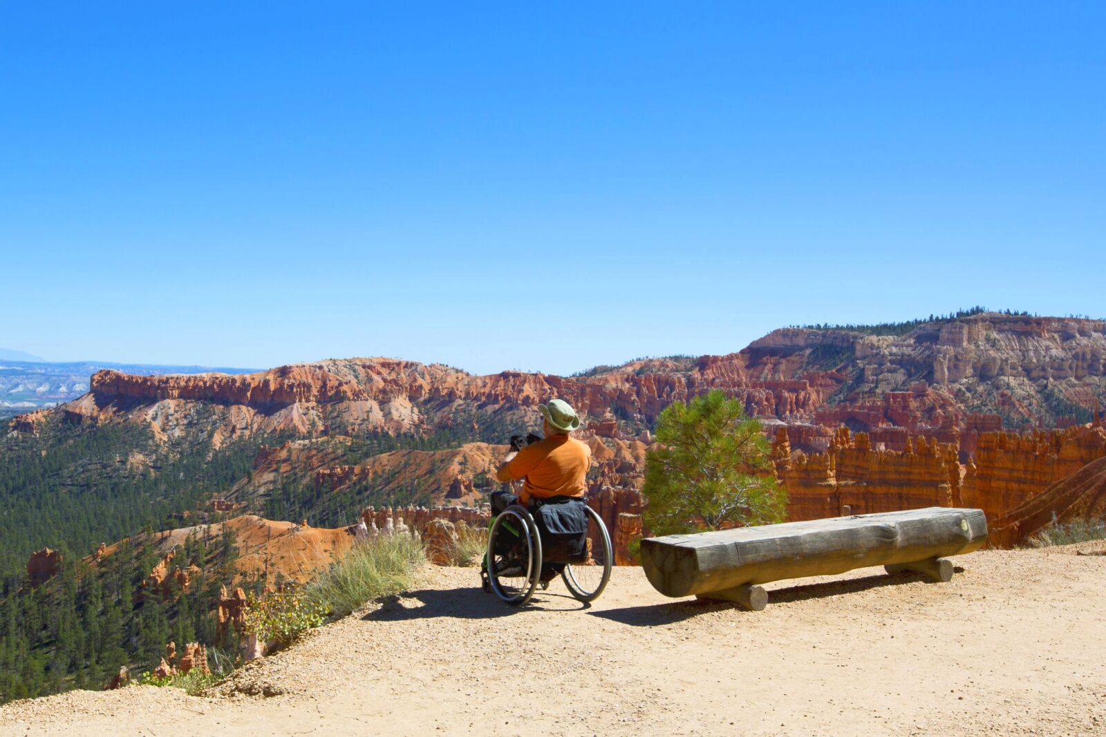bryce canyon vs zion - wheelchair user at overlook