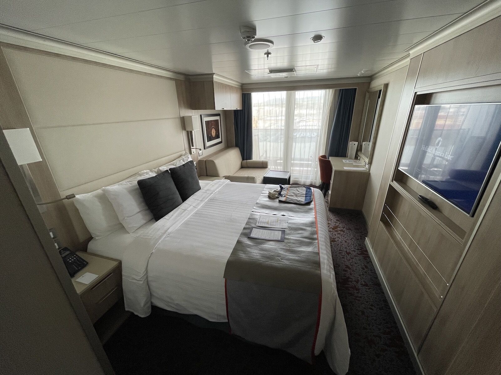 The cabin on our transatlantic cruise with Holland America.