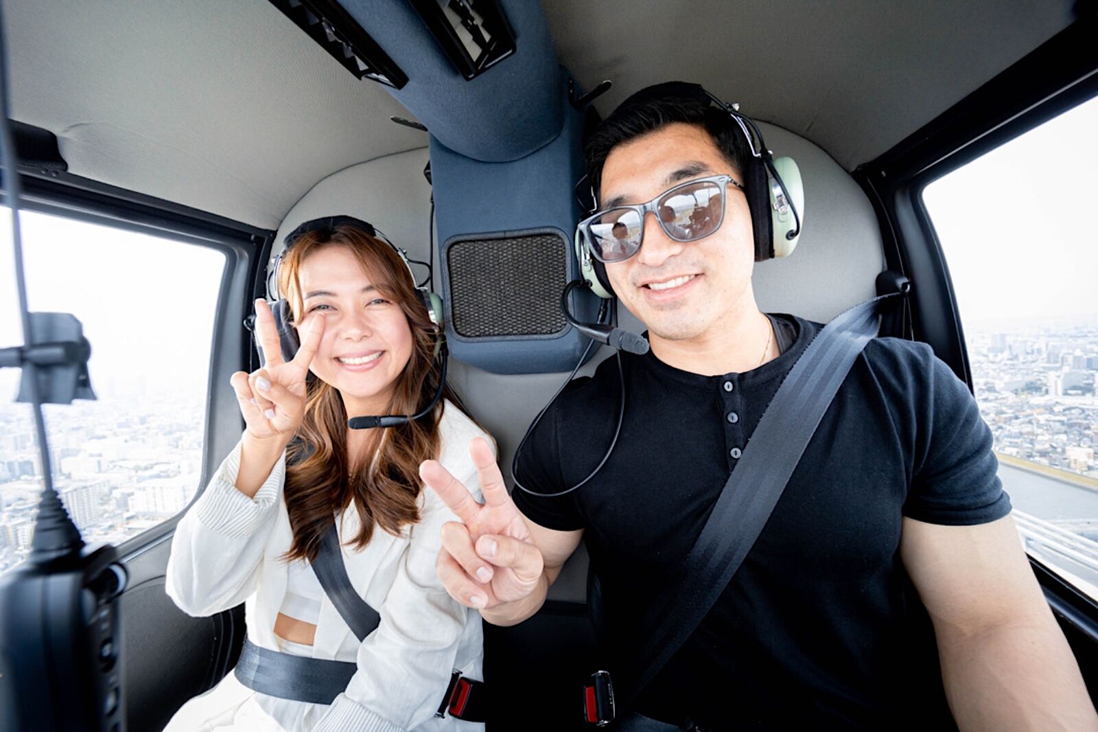 People in helicopter in Japan 