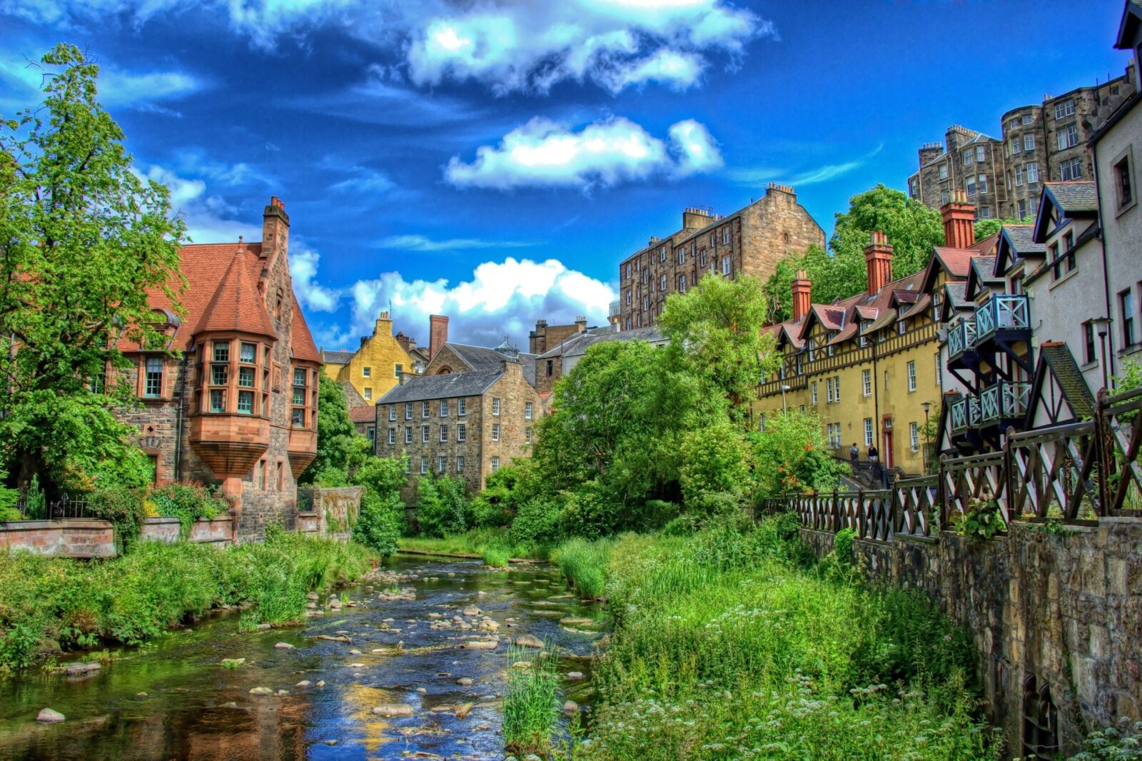 Dean Village in Edinburgh on a beautiful sunny day one of the best things to do in Edinburgh