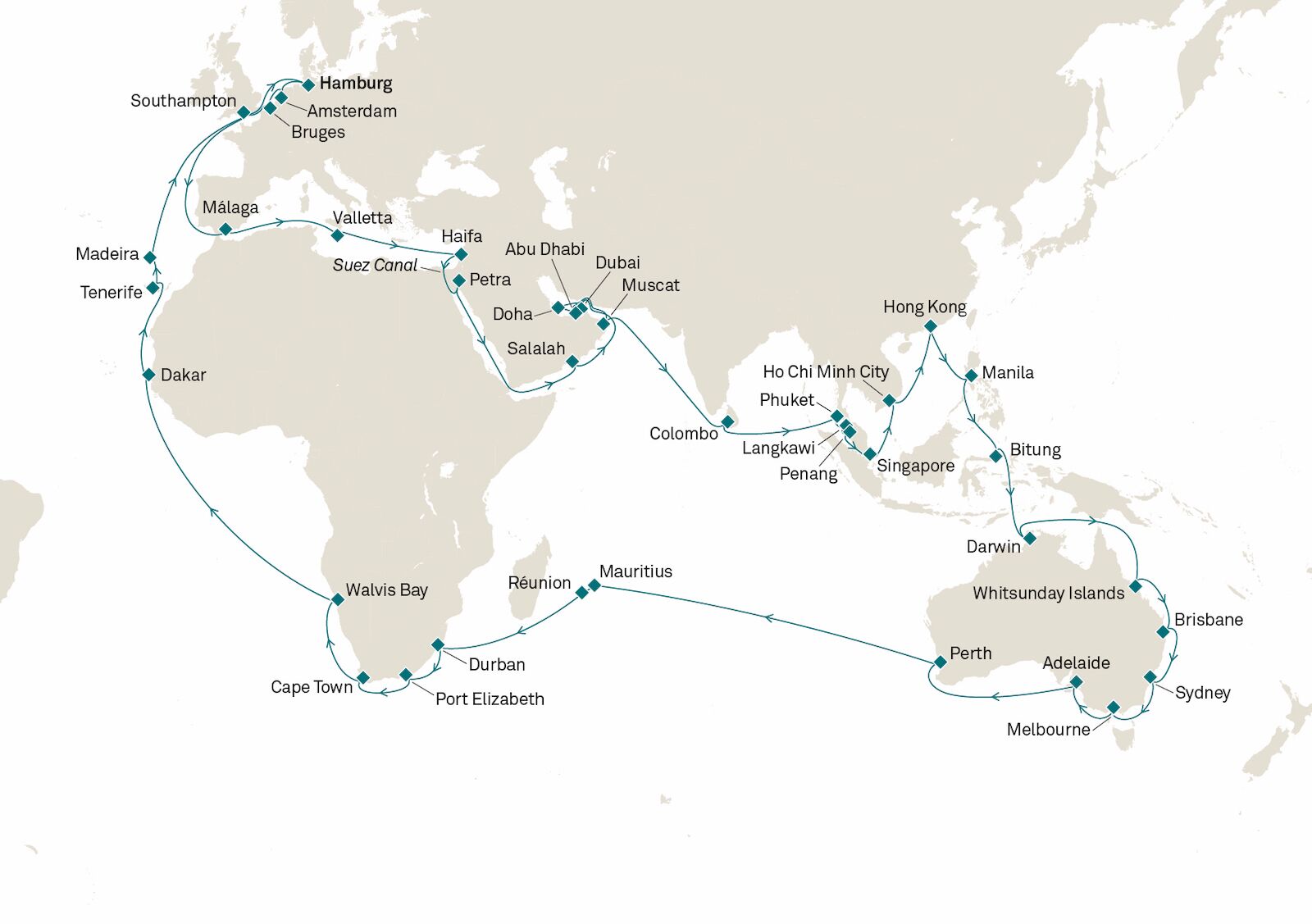 Around-the-world cruise by Cunard