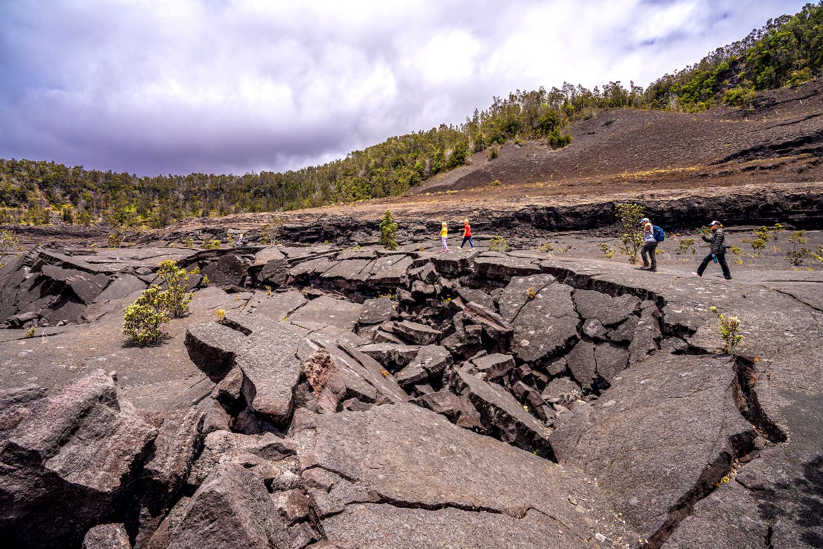 Hikers in Hawaii Volcanoes National Park